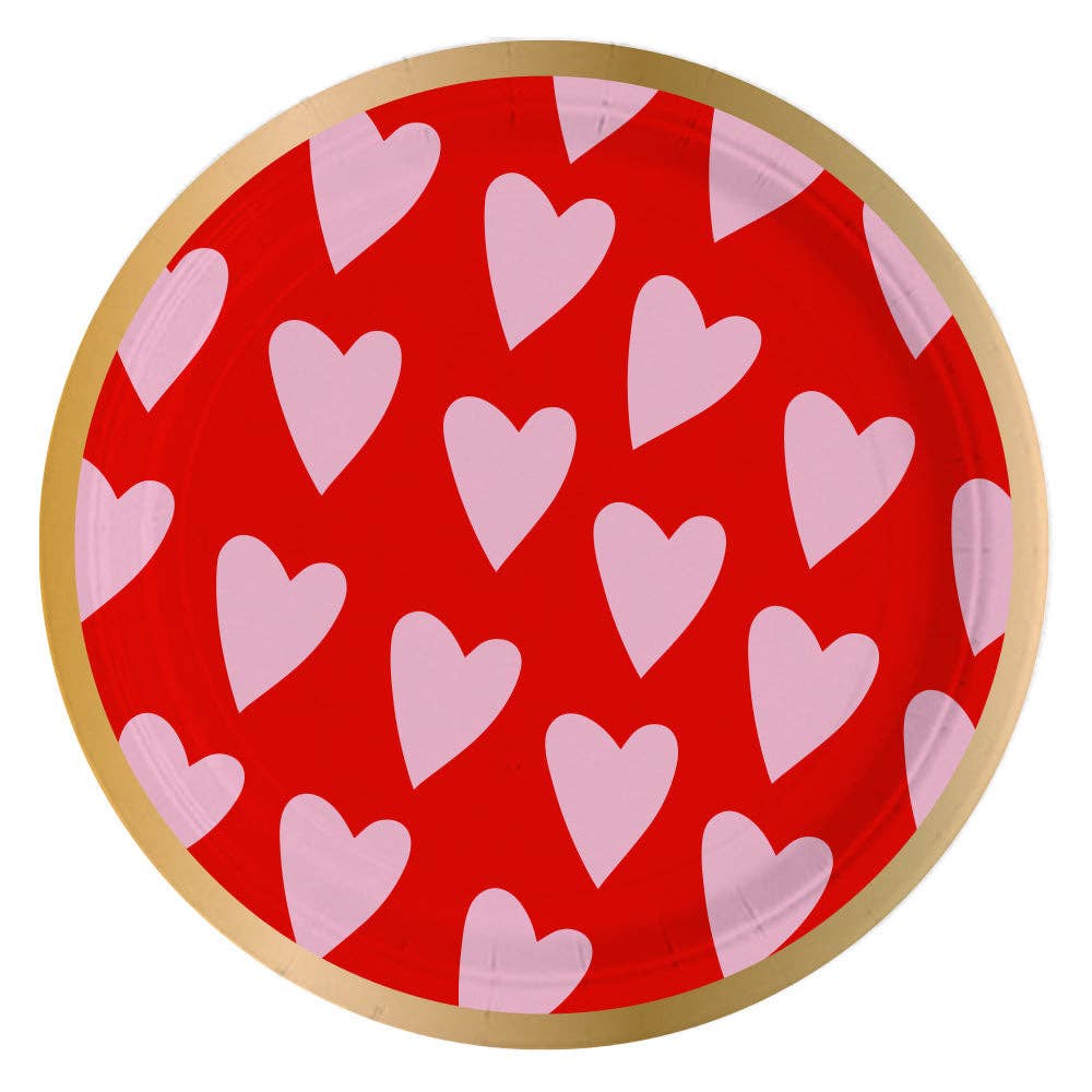 Valentine's Day Paper Plate | Pink Hearts - 8ct