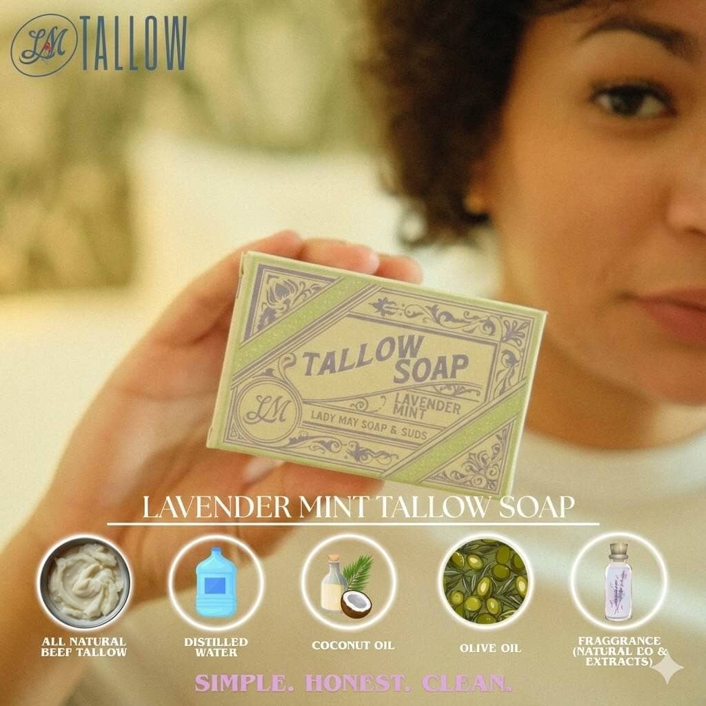 All-Natural Tallow Bar Soap - with Grass-Fed Beef Tallow