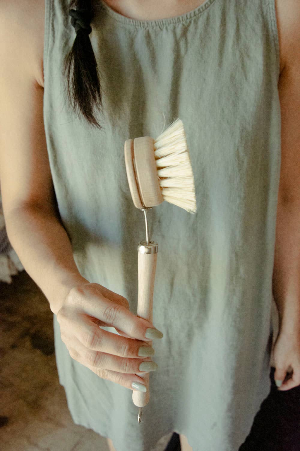 CASA AGAVE® Long Handle Dish Brush White Teak - No Tox Life