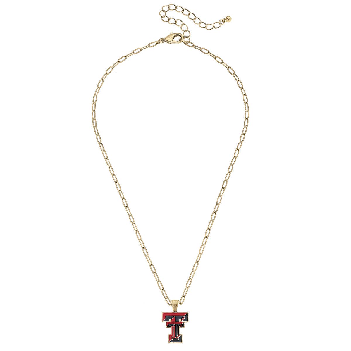 Texas Tech Red Raiders Enamel Pendant Necklace in Shiny Gold