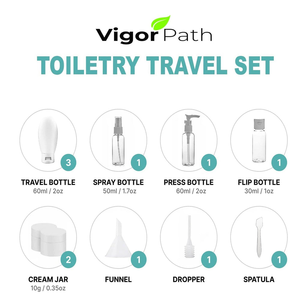 11-Piece Travel Bottle Set for Toiletries (Multicolor)
