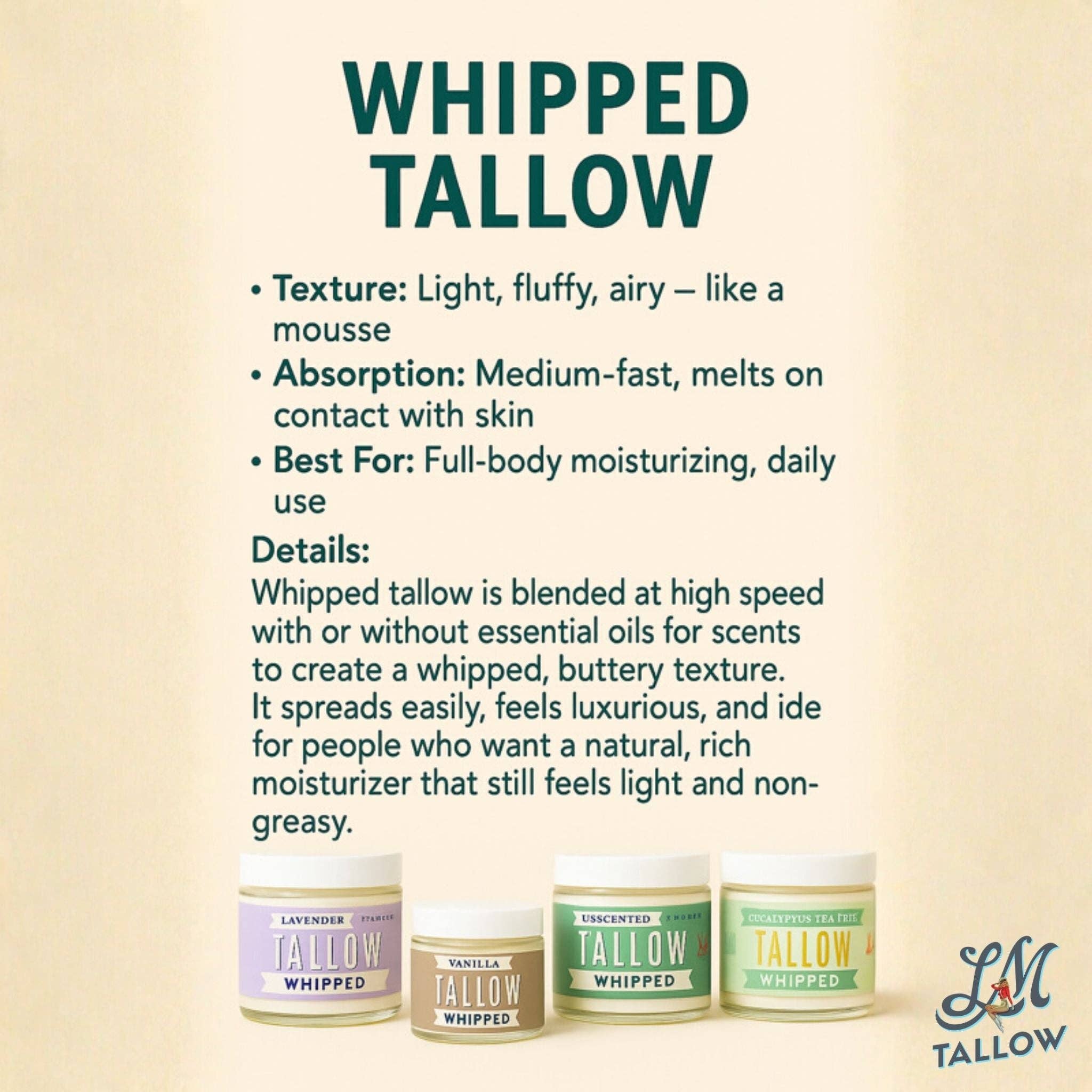 Lavender Whipped Tallow Moisturizer | Natural Beef Tallow Lotion