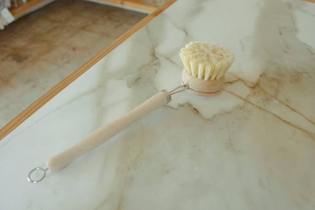 CASA AGAVE® Long Handle Dish Brush White Teak - No Tox Life