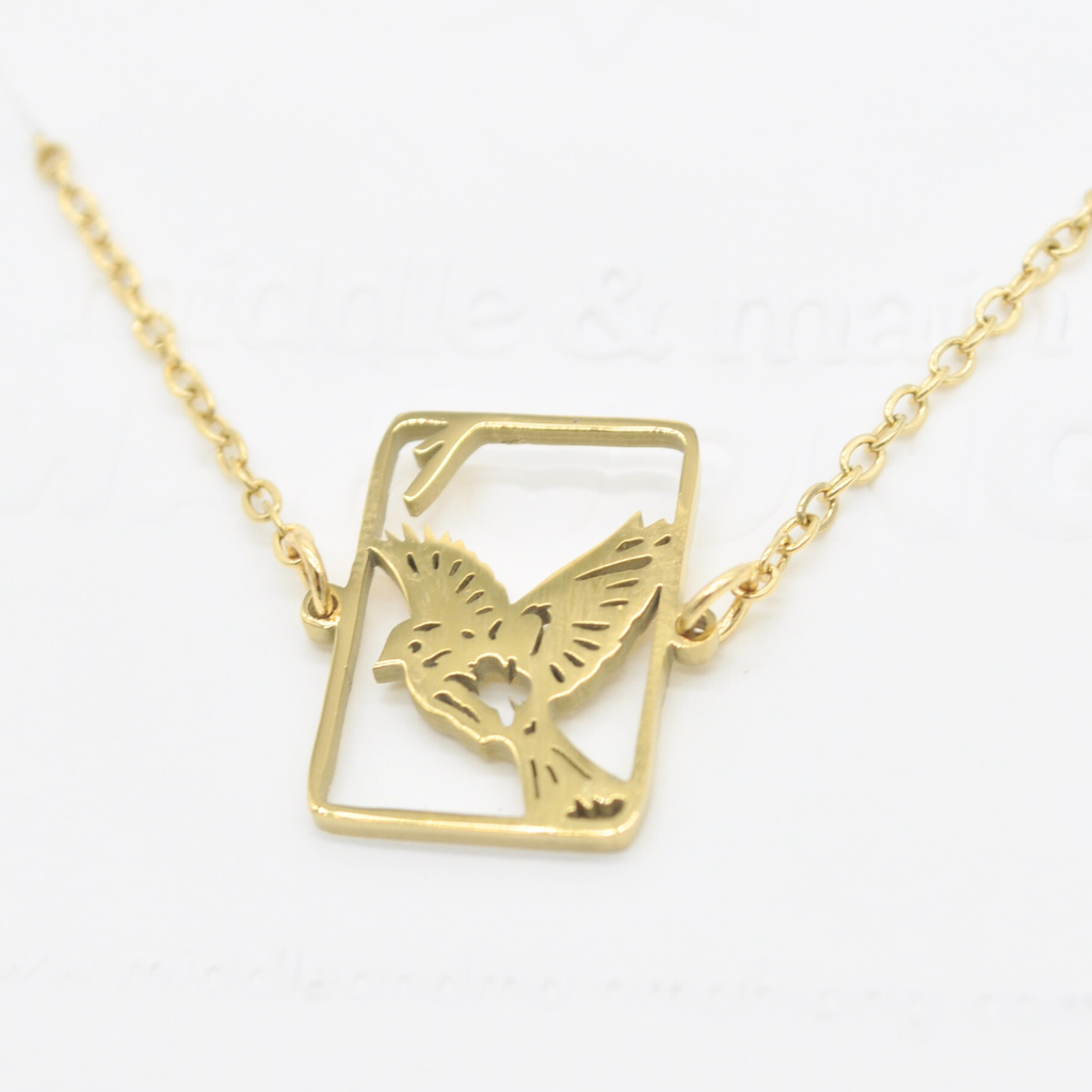 Mahjong Bracelet, One Bam Bird Filigree Sparrow