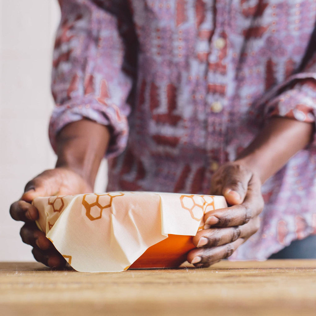 Large Beeswax Food Wrap - Honeycomb Print