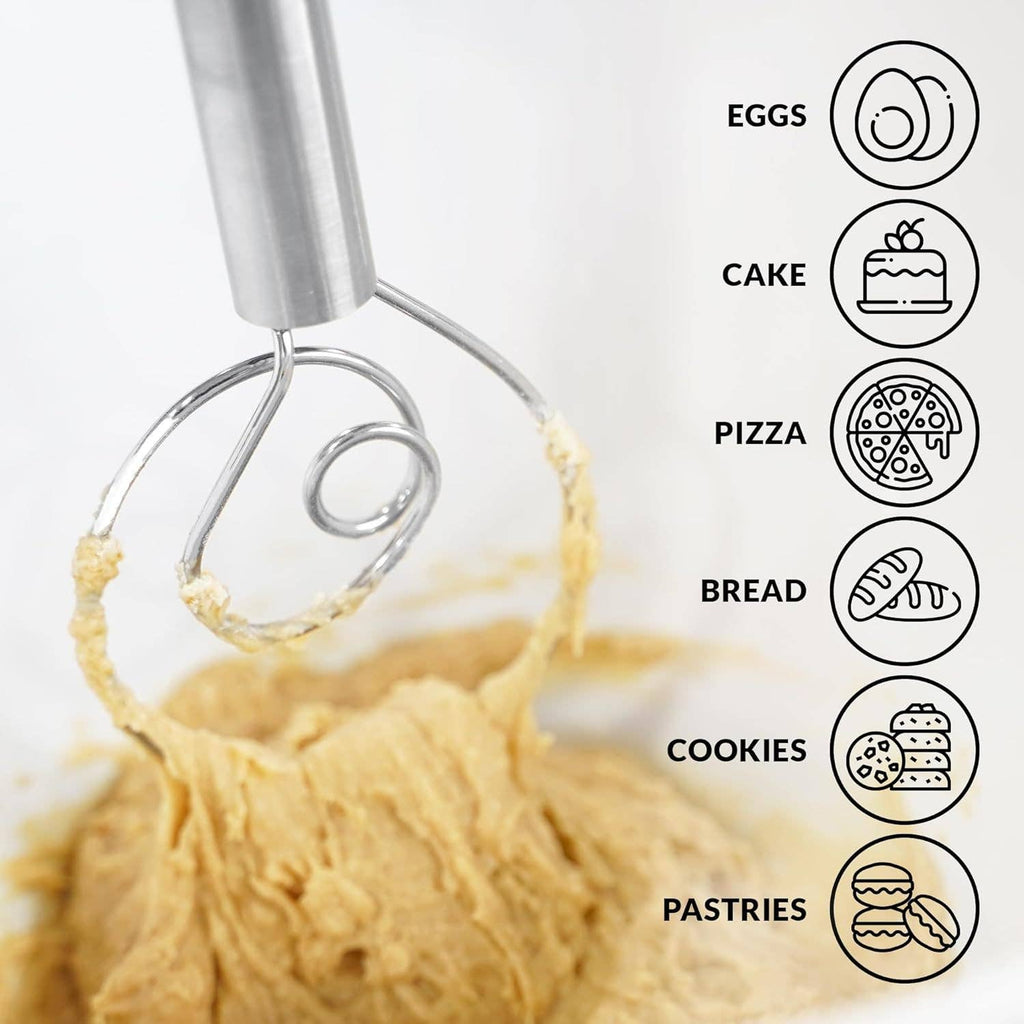 Danish Dough Whisk Stainless Steel - Single Eye Dough Hook