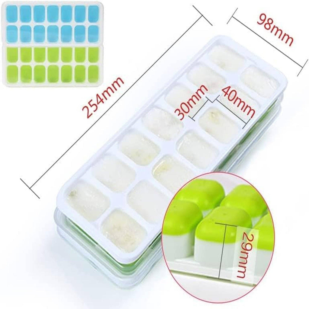2 Pack Silicone stackable Ice Cube Trays - (White+Green)