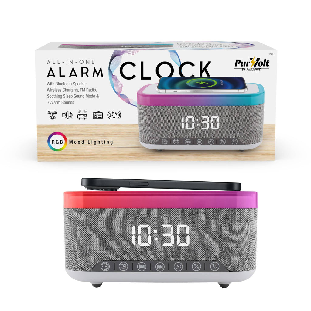 Pursonic All-in-One Alarm Clock with Bluetooth Speaker