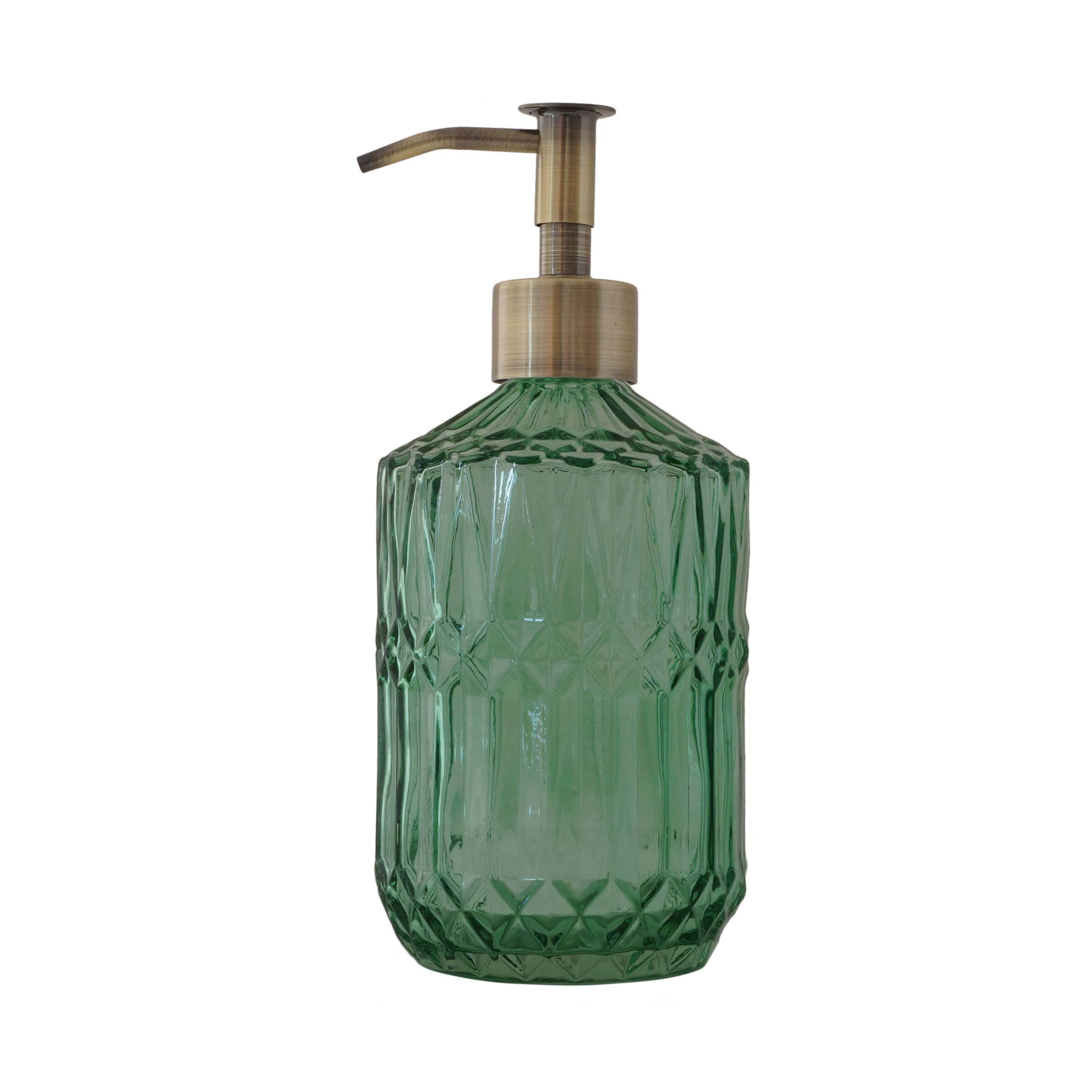 Slim Pump Crystalline Pattern Glass Liquid Soap Dispenser