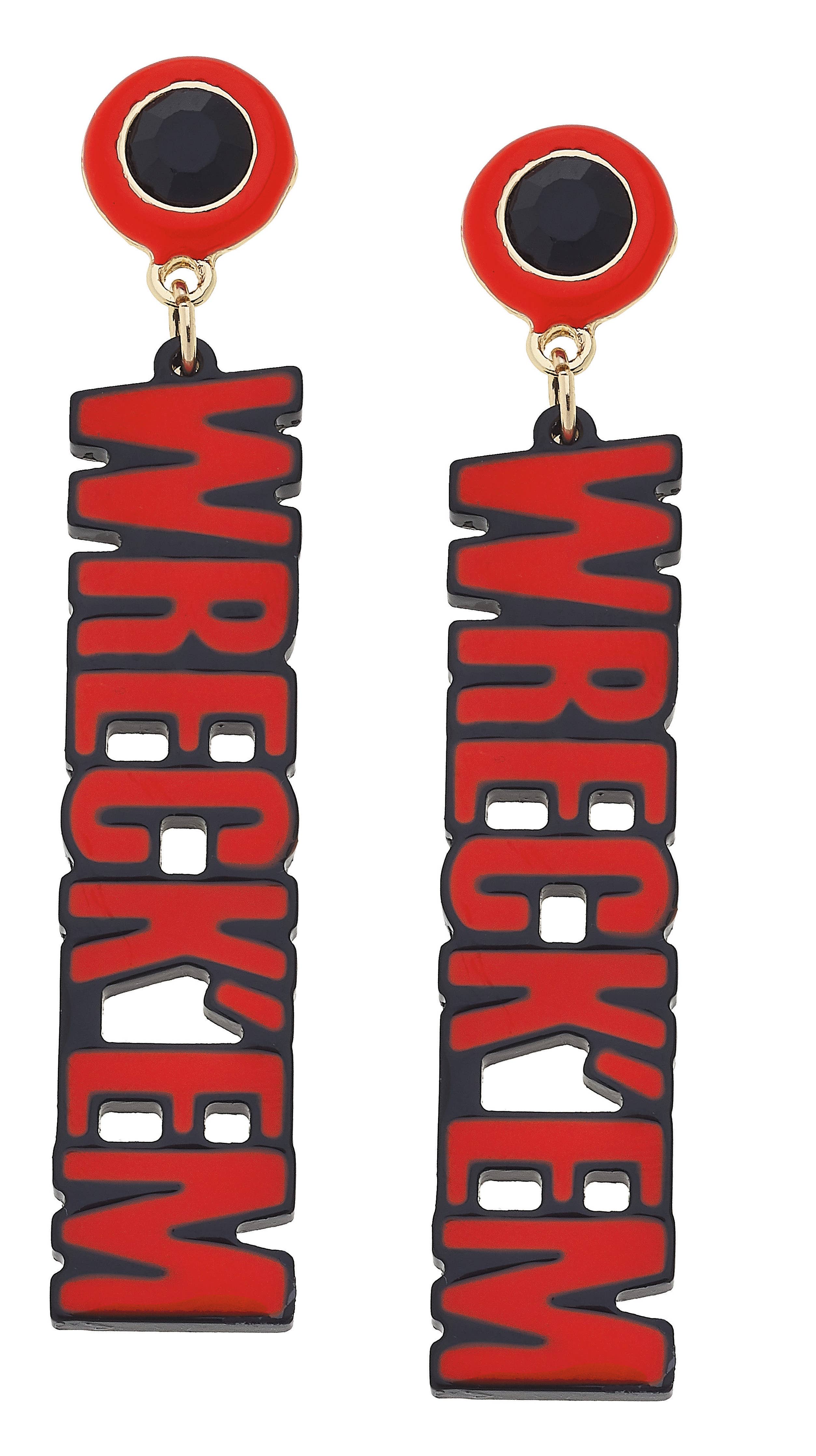 Texas Tech Red Raiders Resin Block Letter Earrings in Red