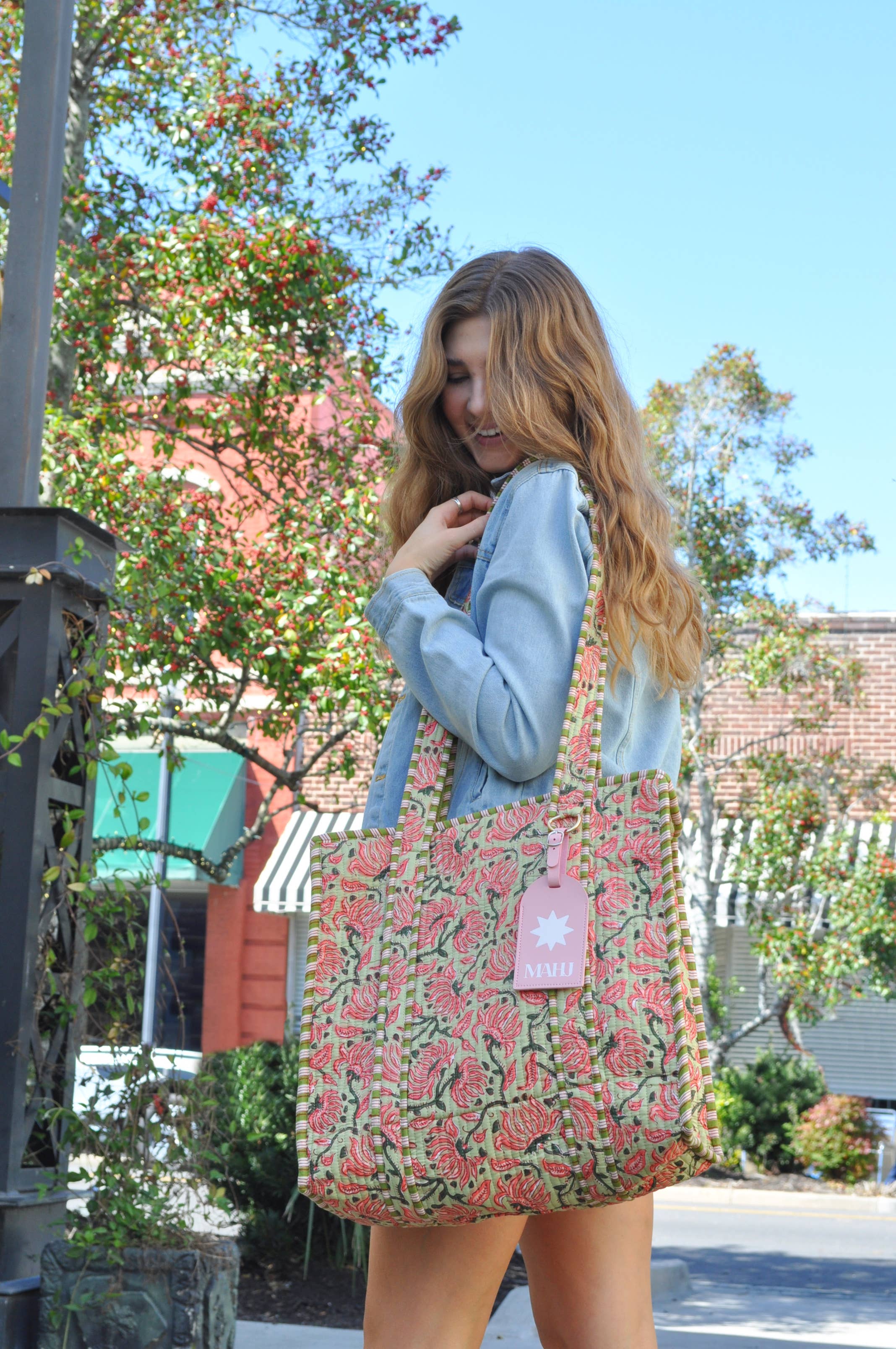 Cotton Floral Tote, Hydrangea and Chrysanthemum