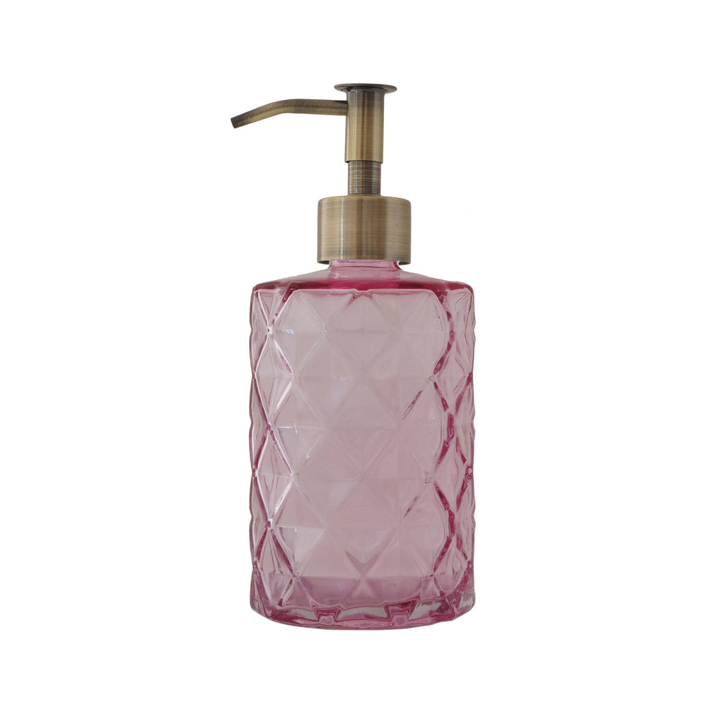 Slim Pump Diamond Pattern Glass Liquid Soap Dispenser