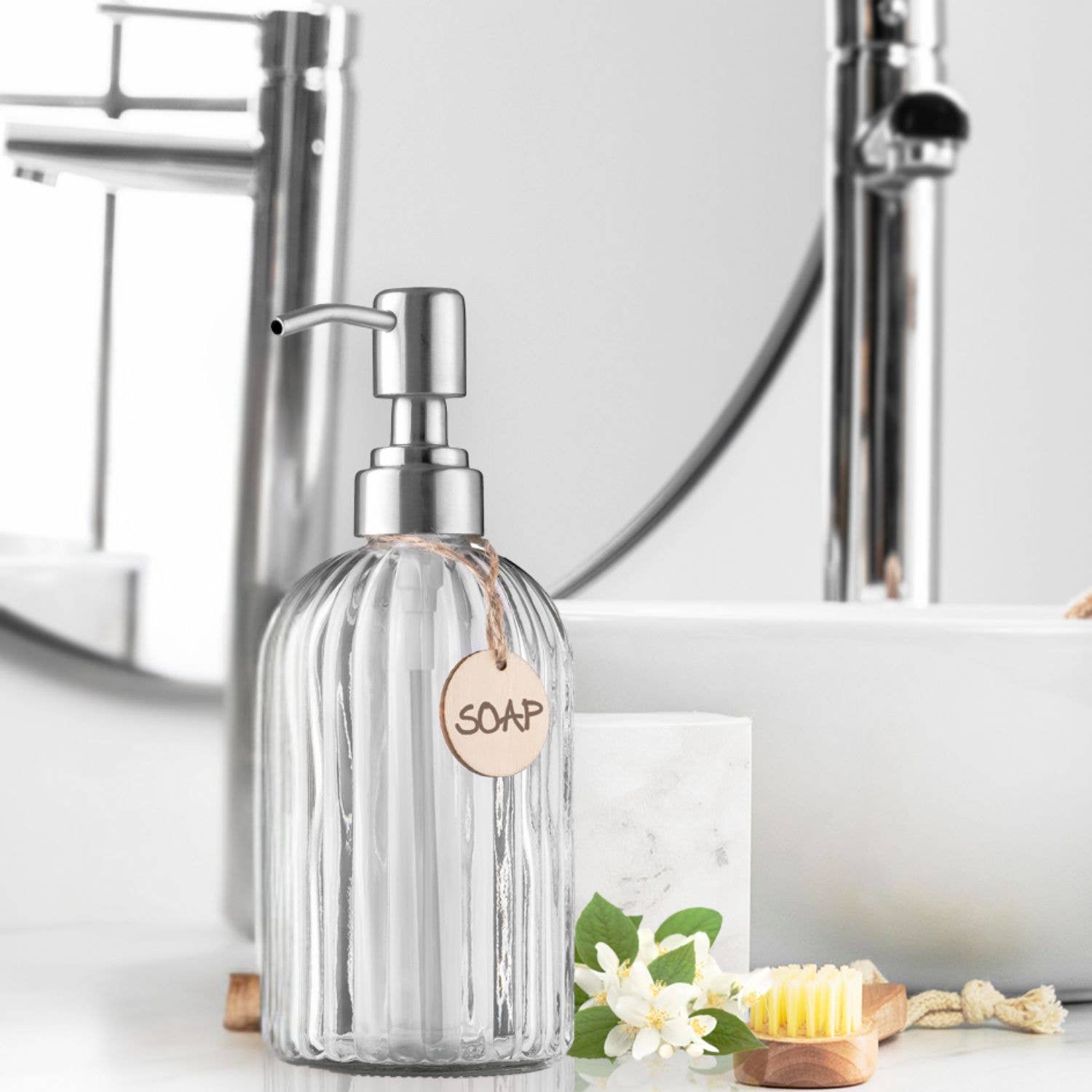 Glass Hand Soap Dispenser -16oz