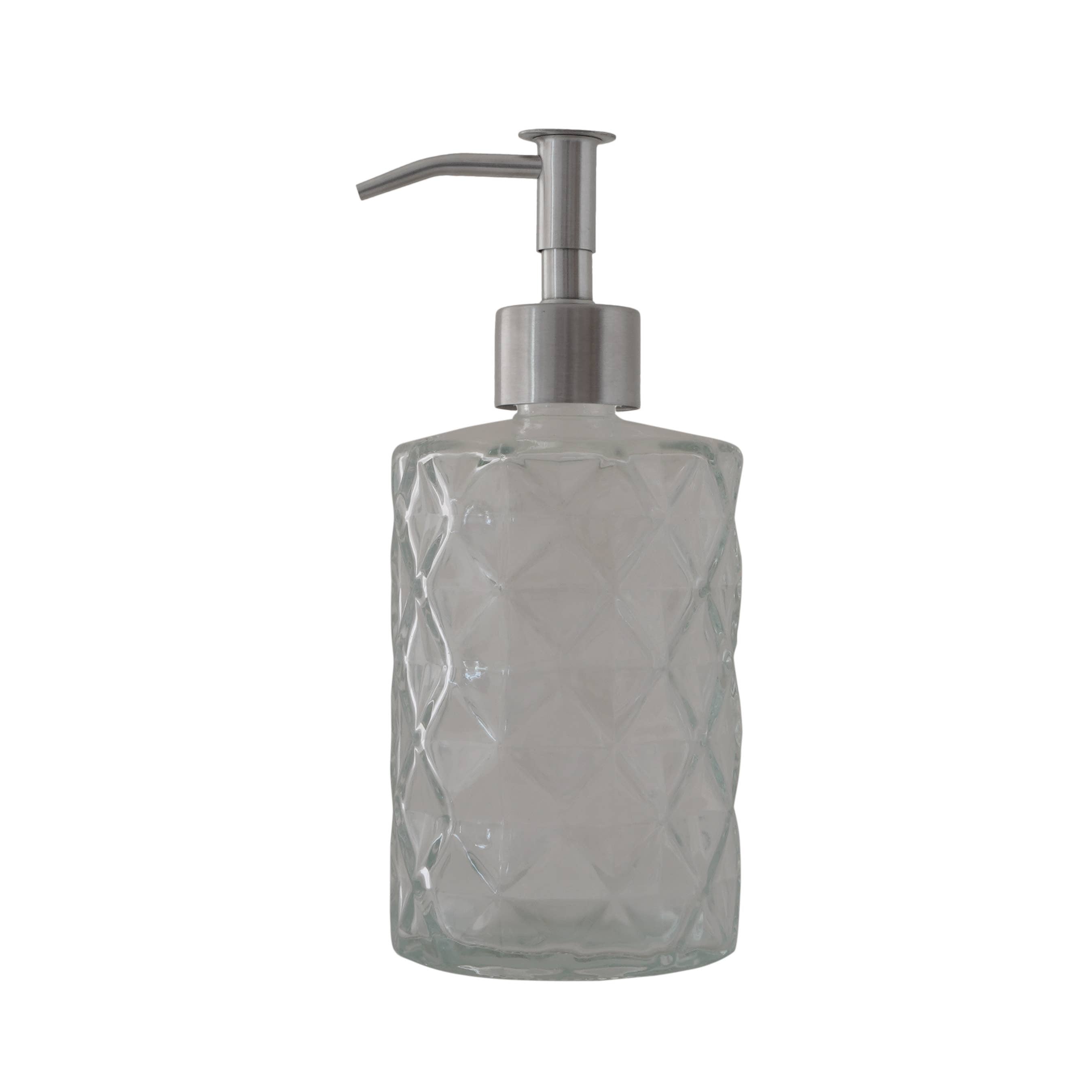 Slim Pump Diamond Pattern Glass Liquid Soap Dispenser