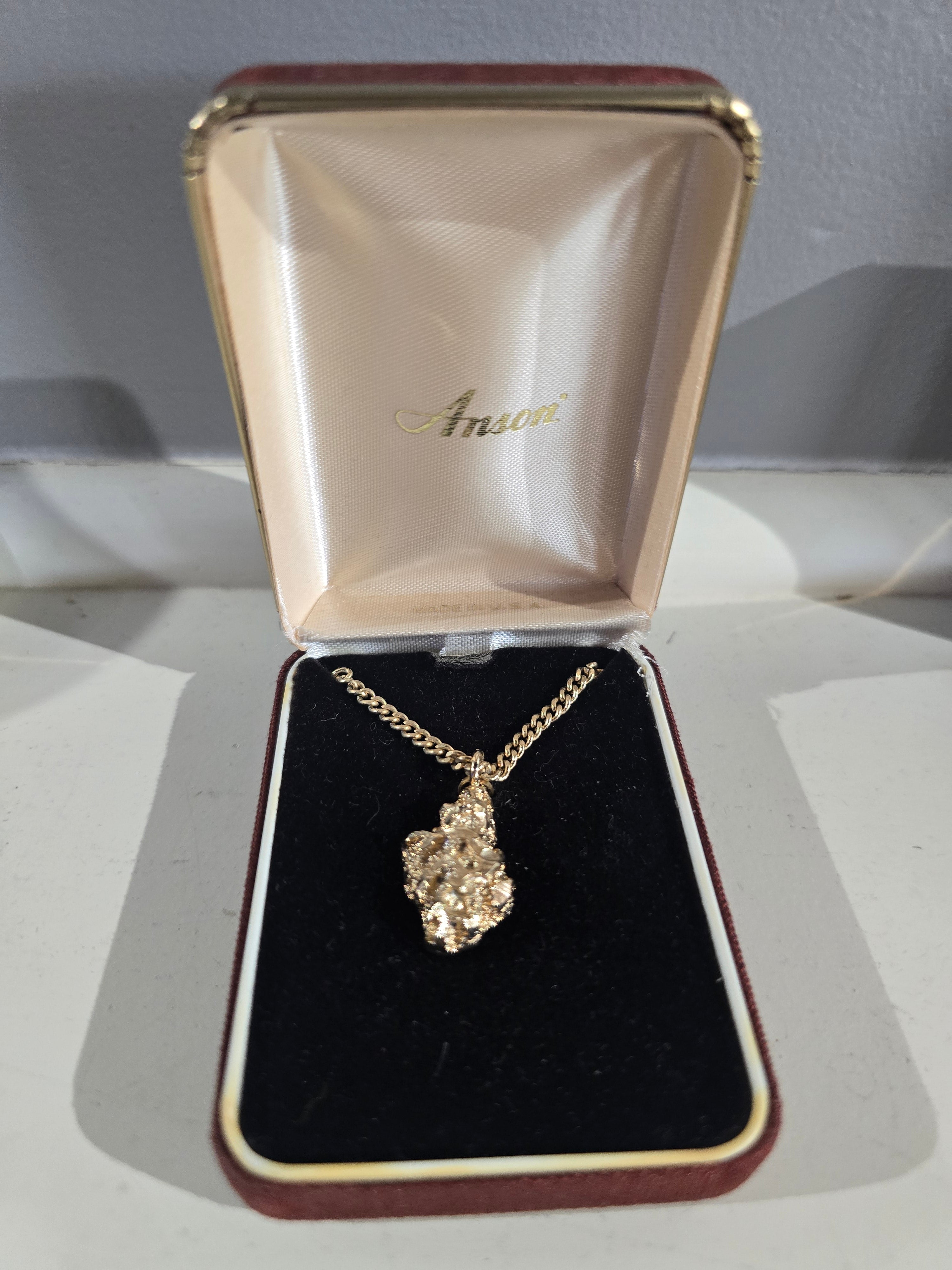 Vintage Anson Textured Gold Nugget Pendant Necklace