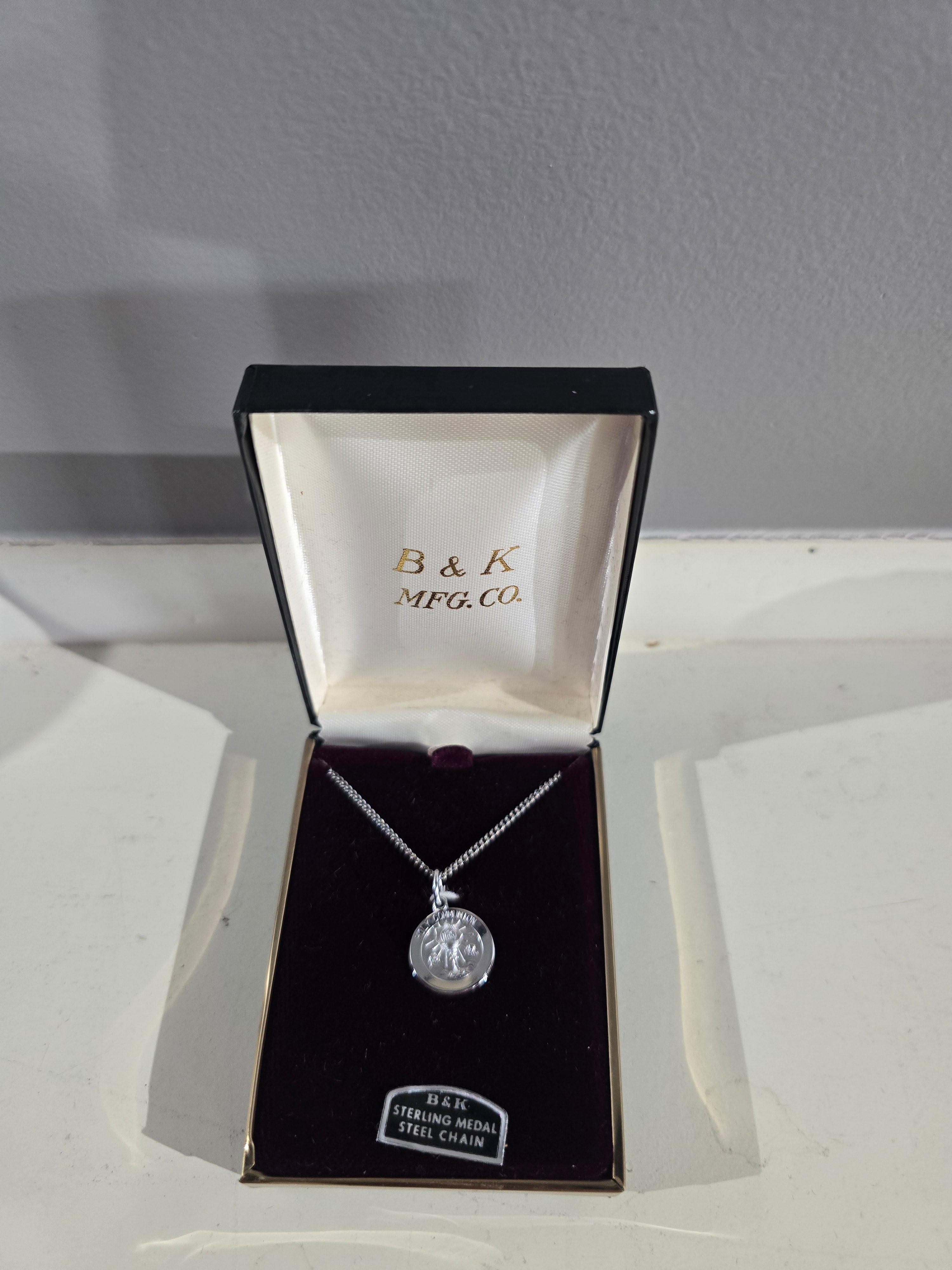 Vintage Sterling Silver Saint Jude Pendant Necklace