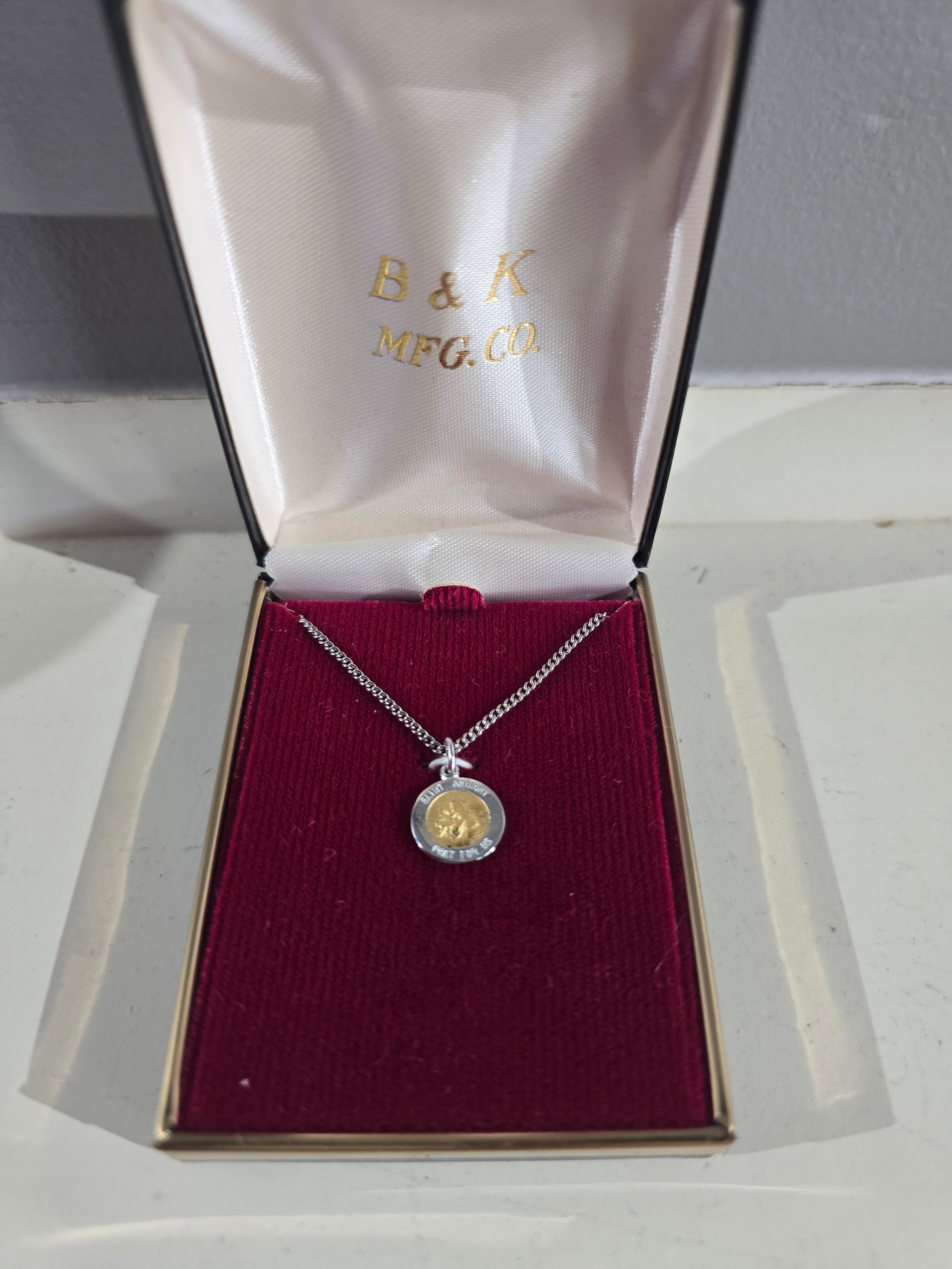 Vintage Two-Tone Saint Anthony Pendant Necklace