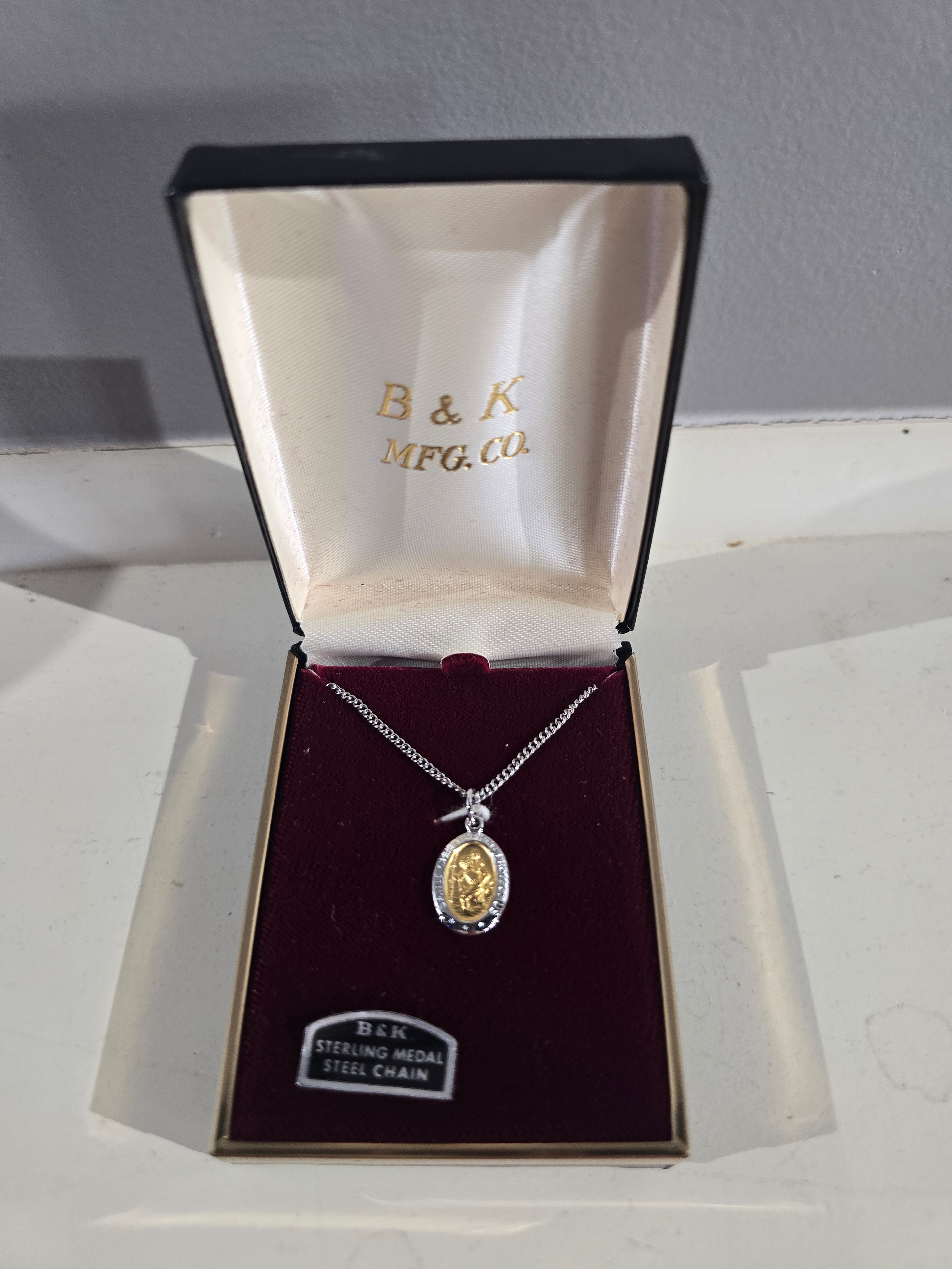 Vintage Two-Tone Saint Joseph Pendant Necklace