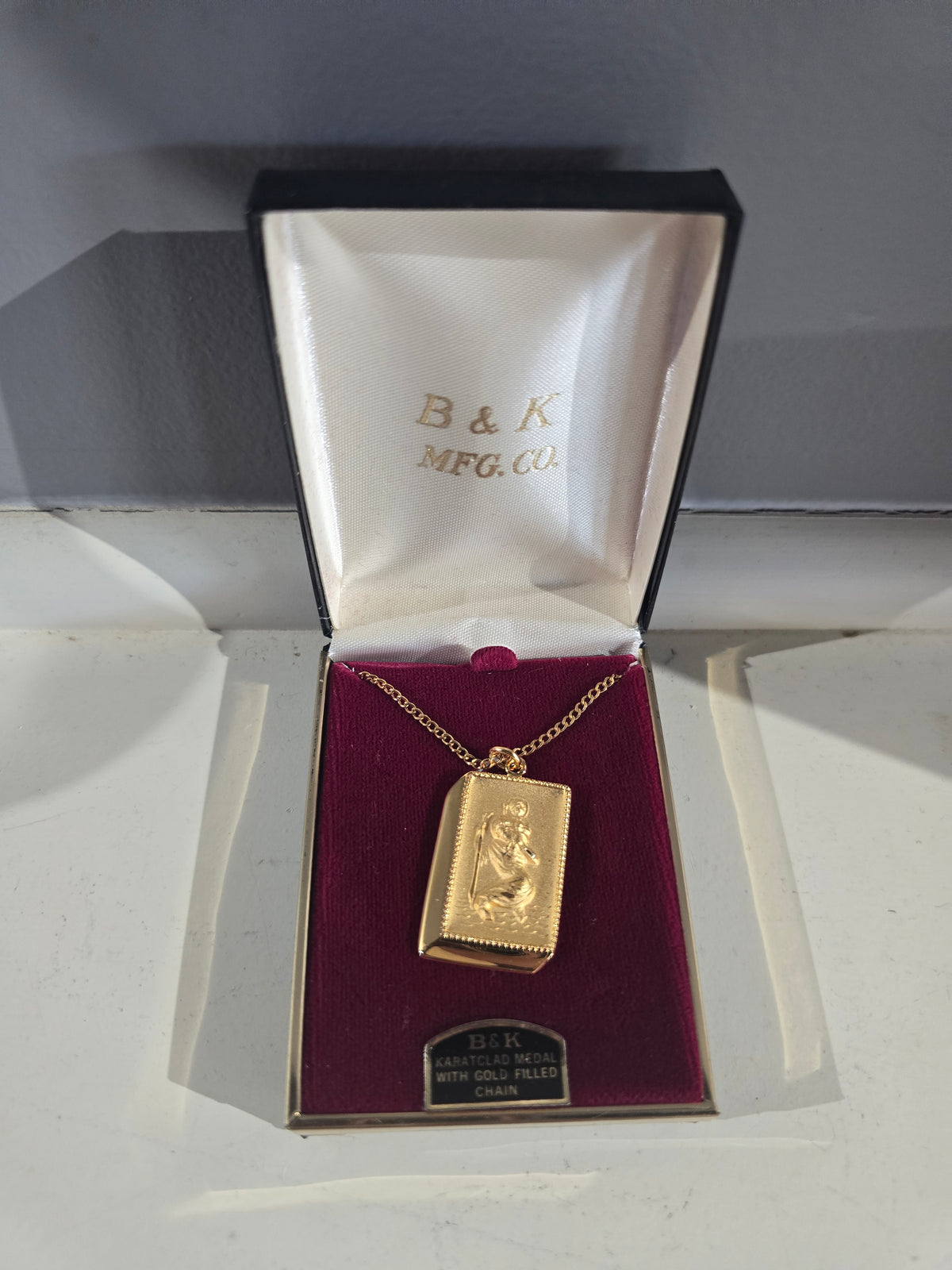 Vintage Karatclad Gold Filled Saint Christopher Medal Necklace