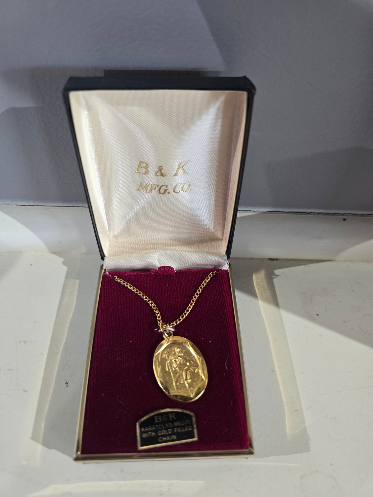 Vintage Small Oval Saint Christopher Medal Necklace
