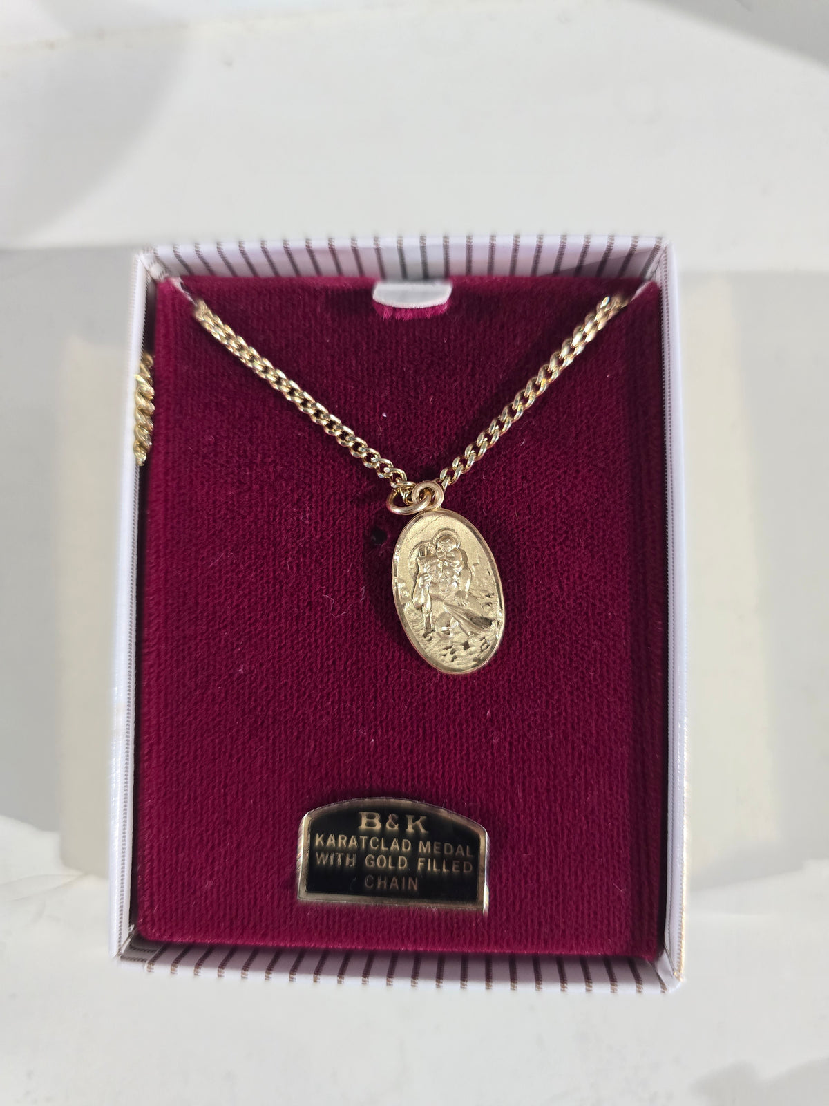 Vintage Small Oval Saint Christopher Medal Necklace