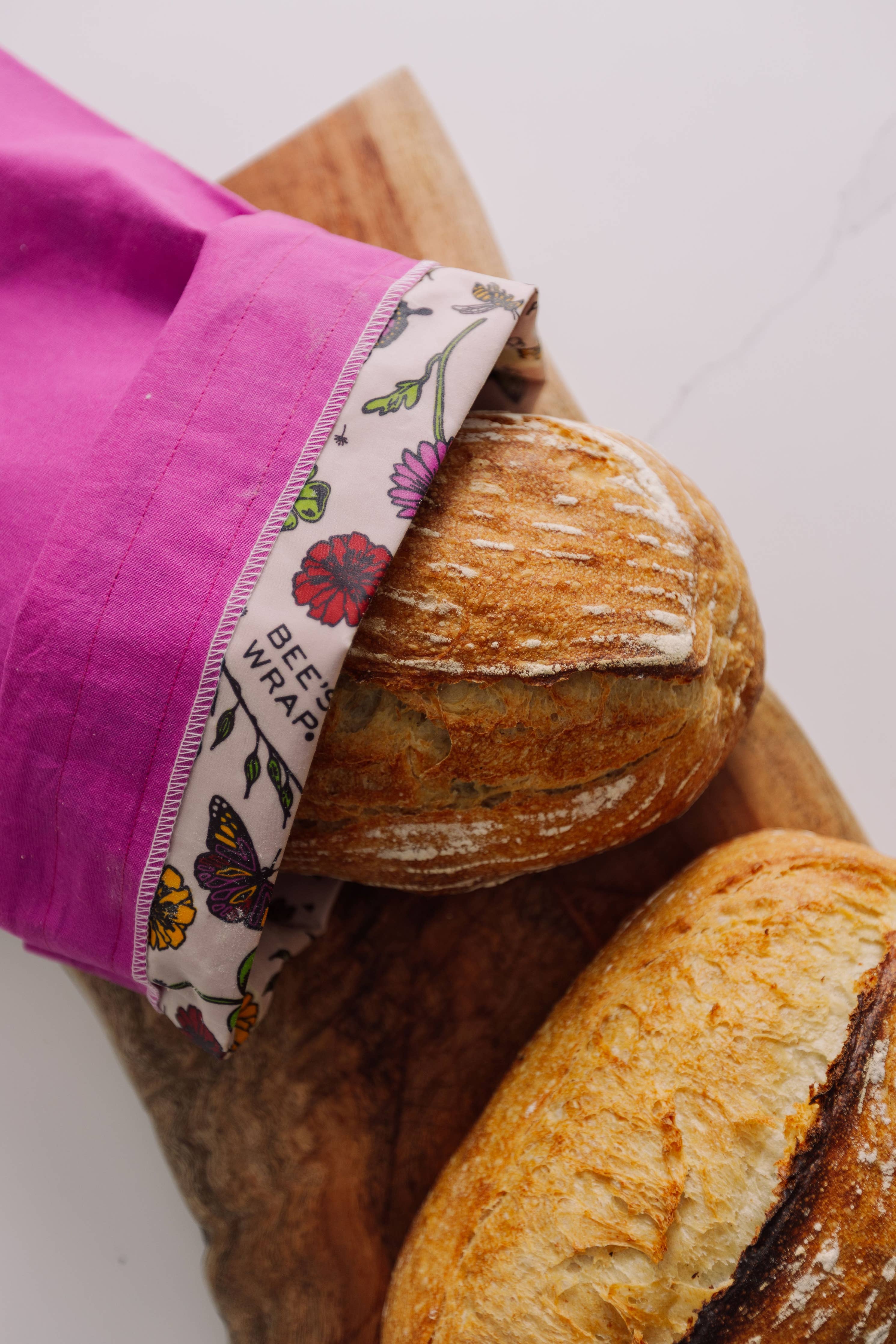Artisan Bread Bag - Magenta, Meadow Magic lined