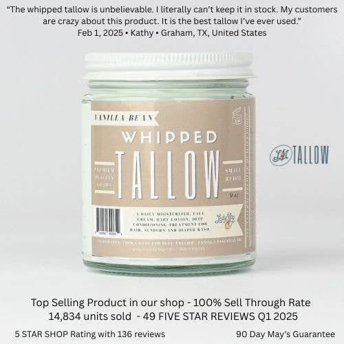 Vanilla Whipped Tallow Moisturizer | 100% Natural Skincare