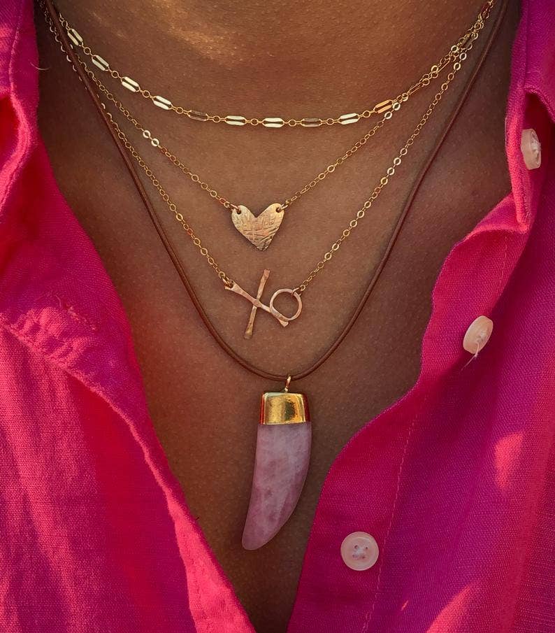 Tiny Textured Heart Necklace