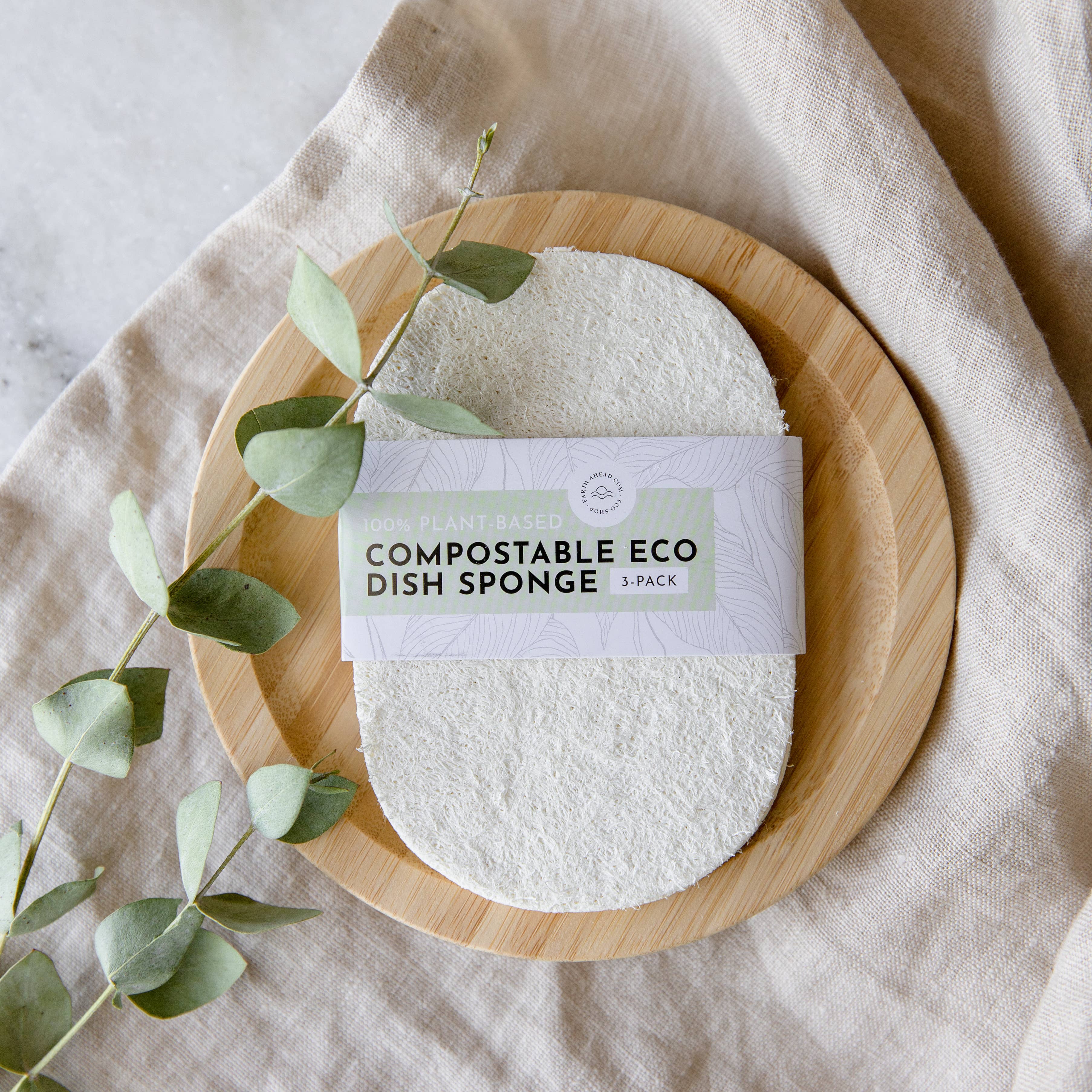 Earth Ahead Compostable Dish Sponge 3-Pack | Eco Friendly, Zero Waste
