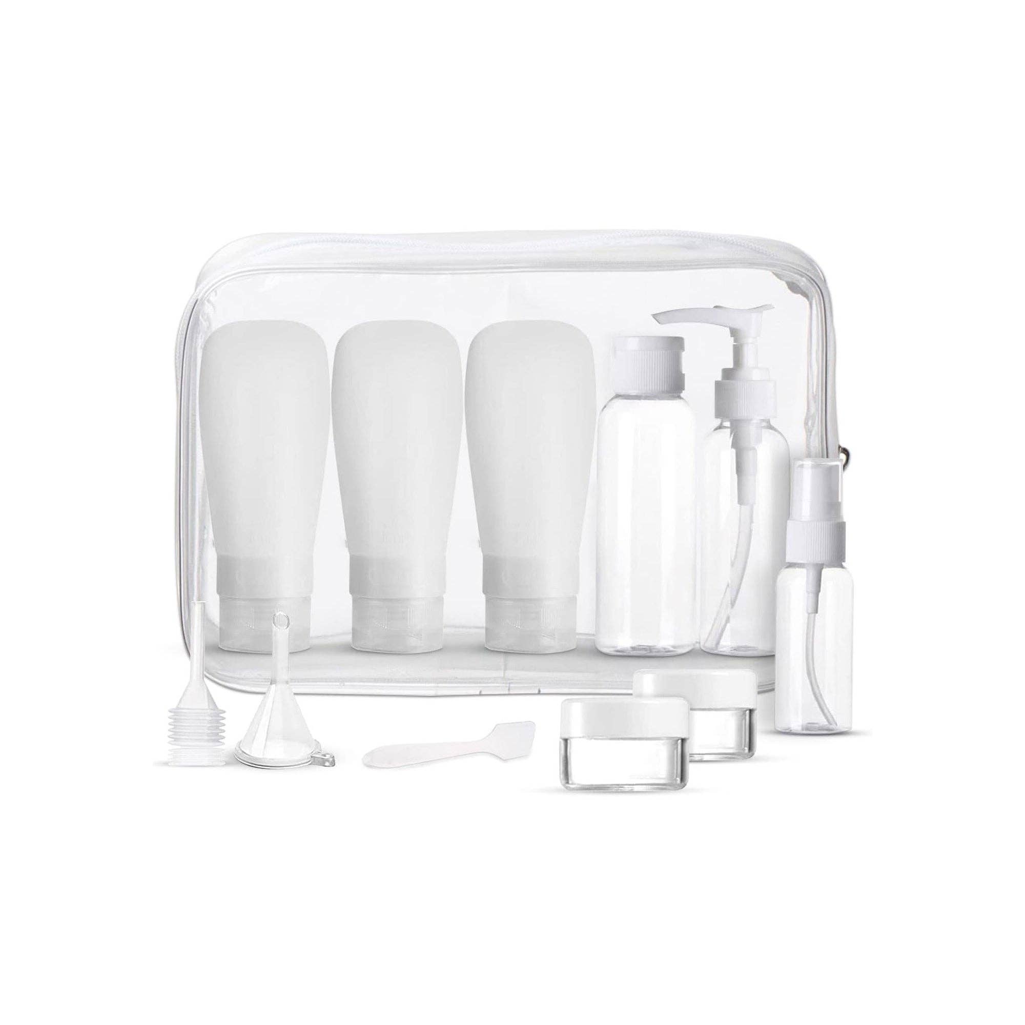 11-Piece Travel Bottle Set for Toiletries - Clear