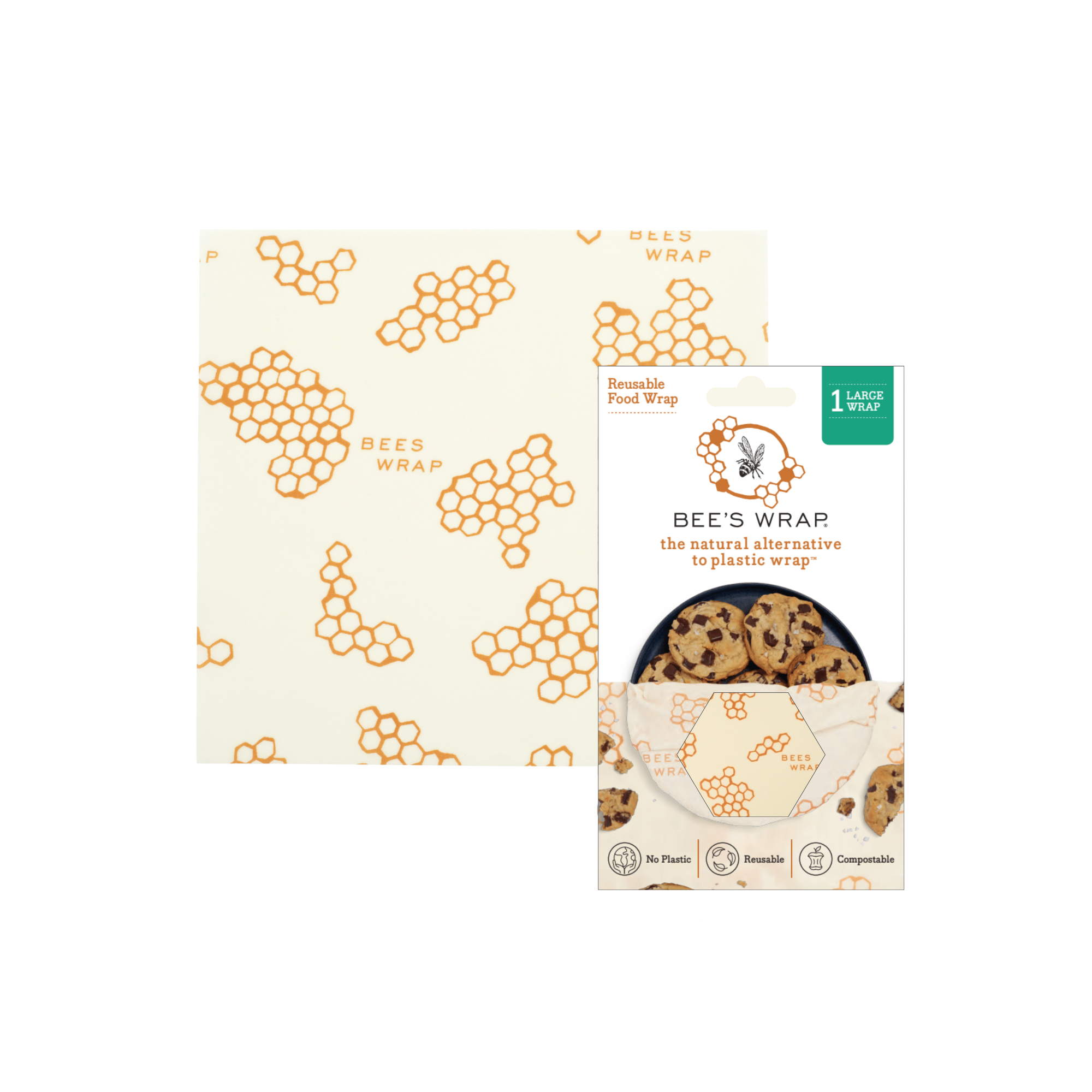 Large Beeswax Food Wrap - Honeycomb Print