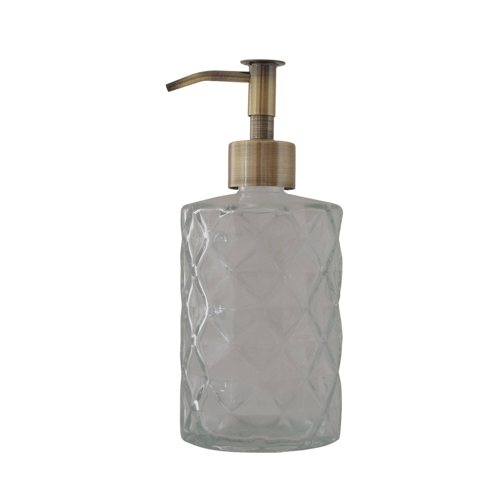 Slim Pump Diamond Pattern Glass Liquid Soap Dispenser