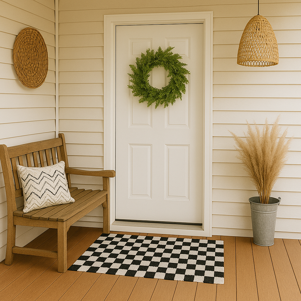 Outdoor Layering Rug, Checkered, size 24x36 