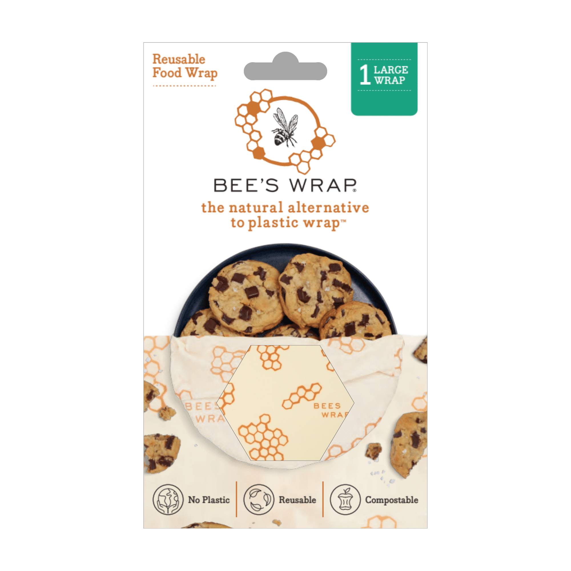 Large Beeswax Food Wrap - Honeycomb Print