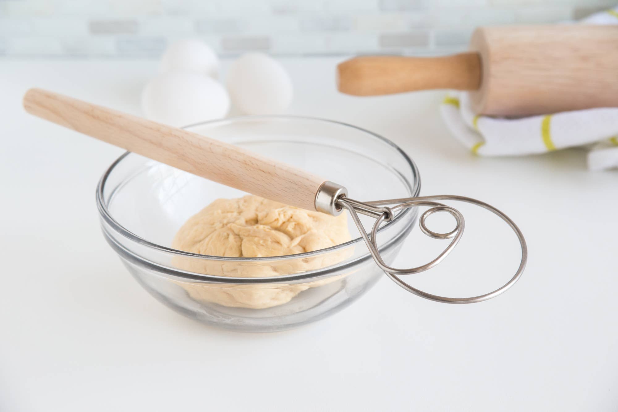 Fox Run Danish Dough Whisk, Stainless Steel and Wood, 12"