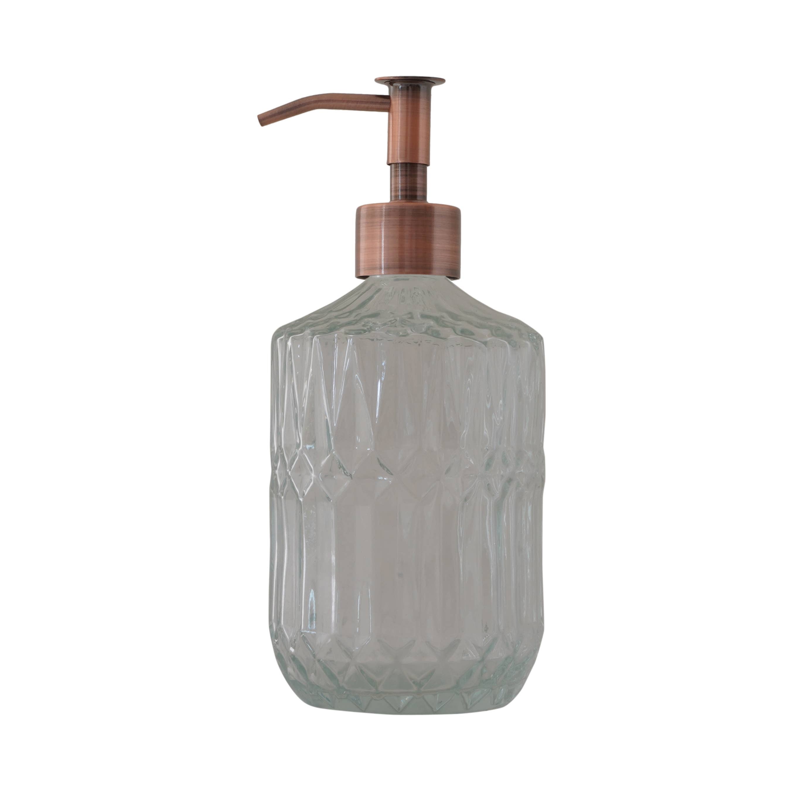 Slim Pump Crystalline Pattern Glass Liquid Soap Dispenser