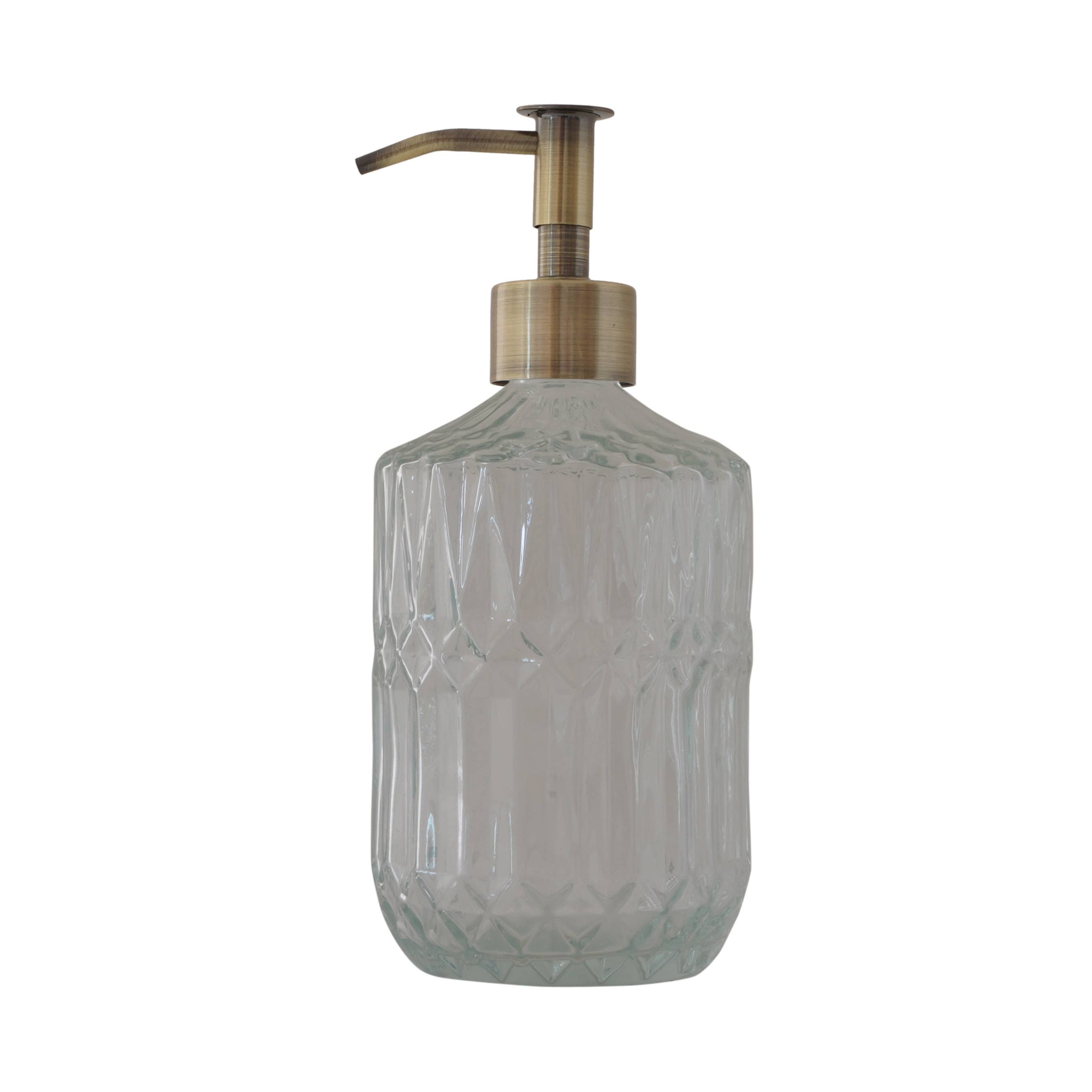 Slim Pump Crystalline Pattern Glass Liquid Soap Dispenser