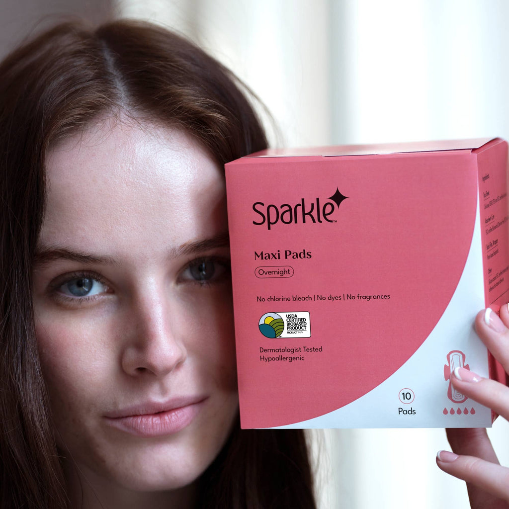 Sparkle Plant-based Maxi Pads Overnight 10ct - Heavy Flow