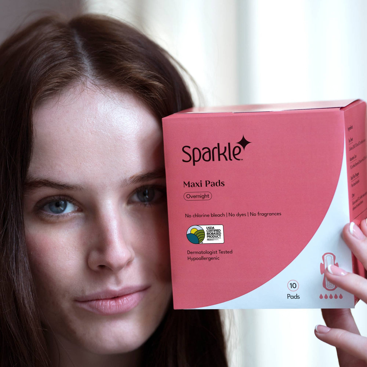 Sparkle Plant-based Maxi Pads Overnight 10ct - Heavy Flow