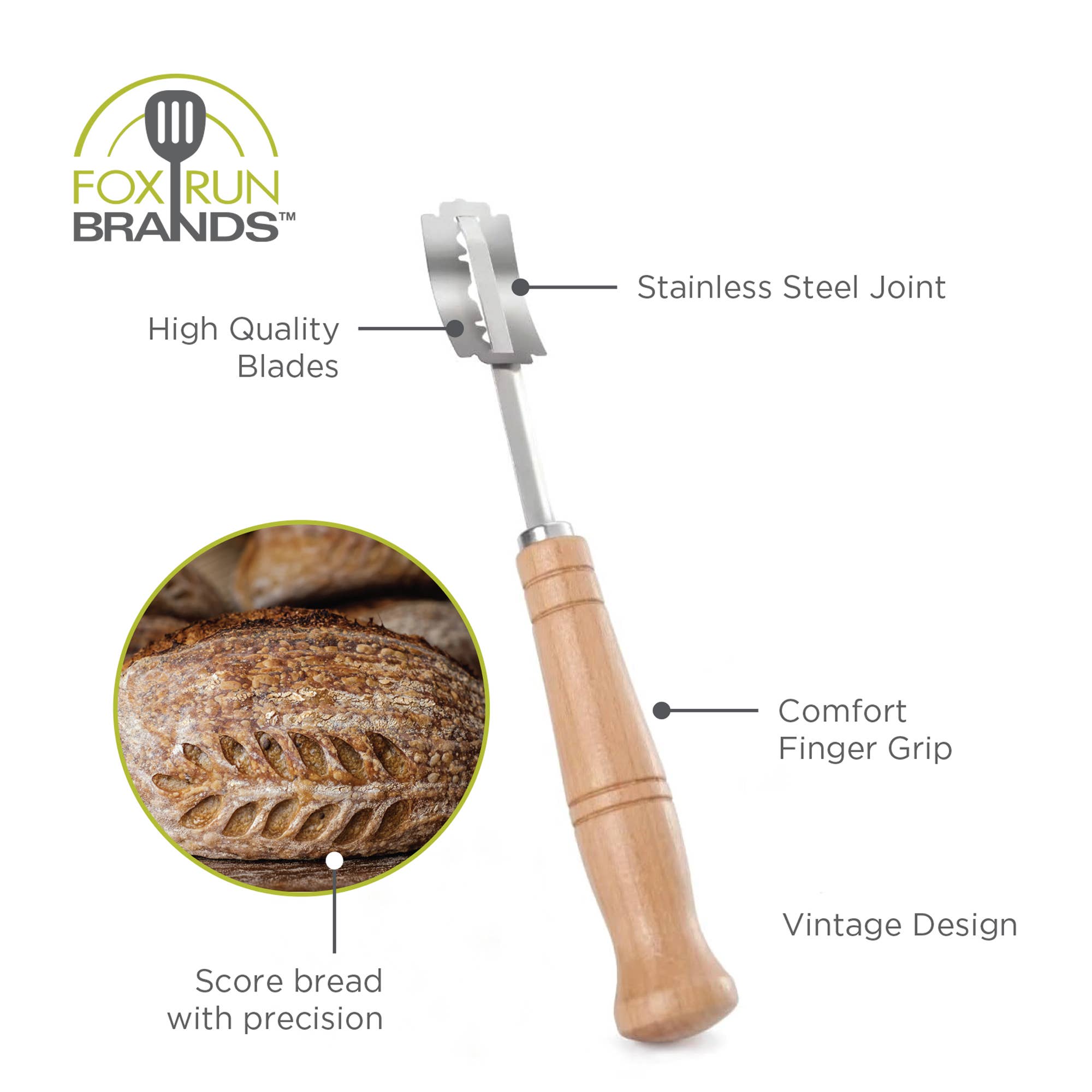 Fox Run Stainless Steel Bread Lame With Handle, 15 Blades
