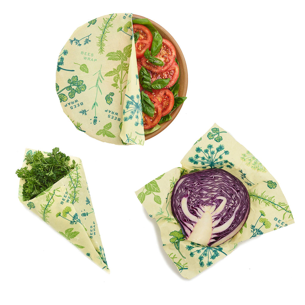 Assorted 3 Pack Beeswax Food Wrap- Herb Garden