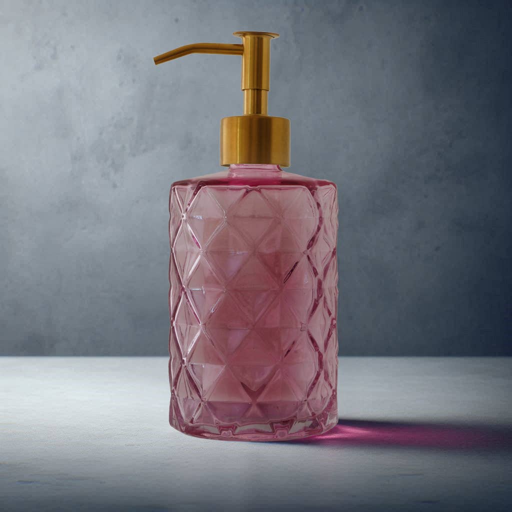 Slim Pump Diamond Pattern Glass Liquid Soap Dispenser