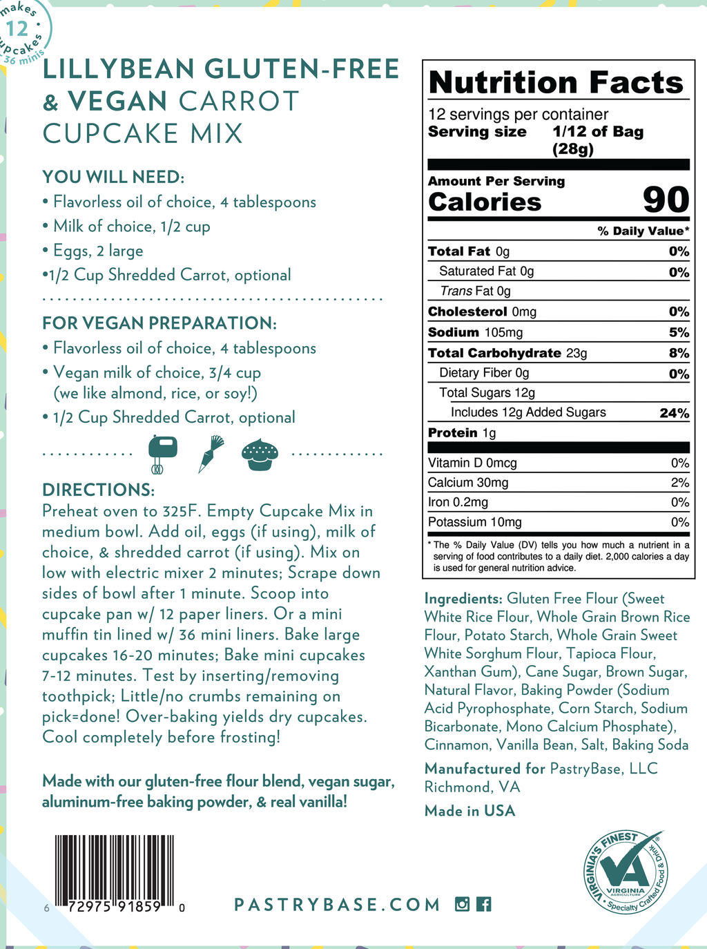 Carrot Cake Cupcake Mix (Vegan & Gluten-Free)