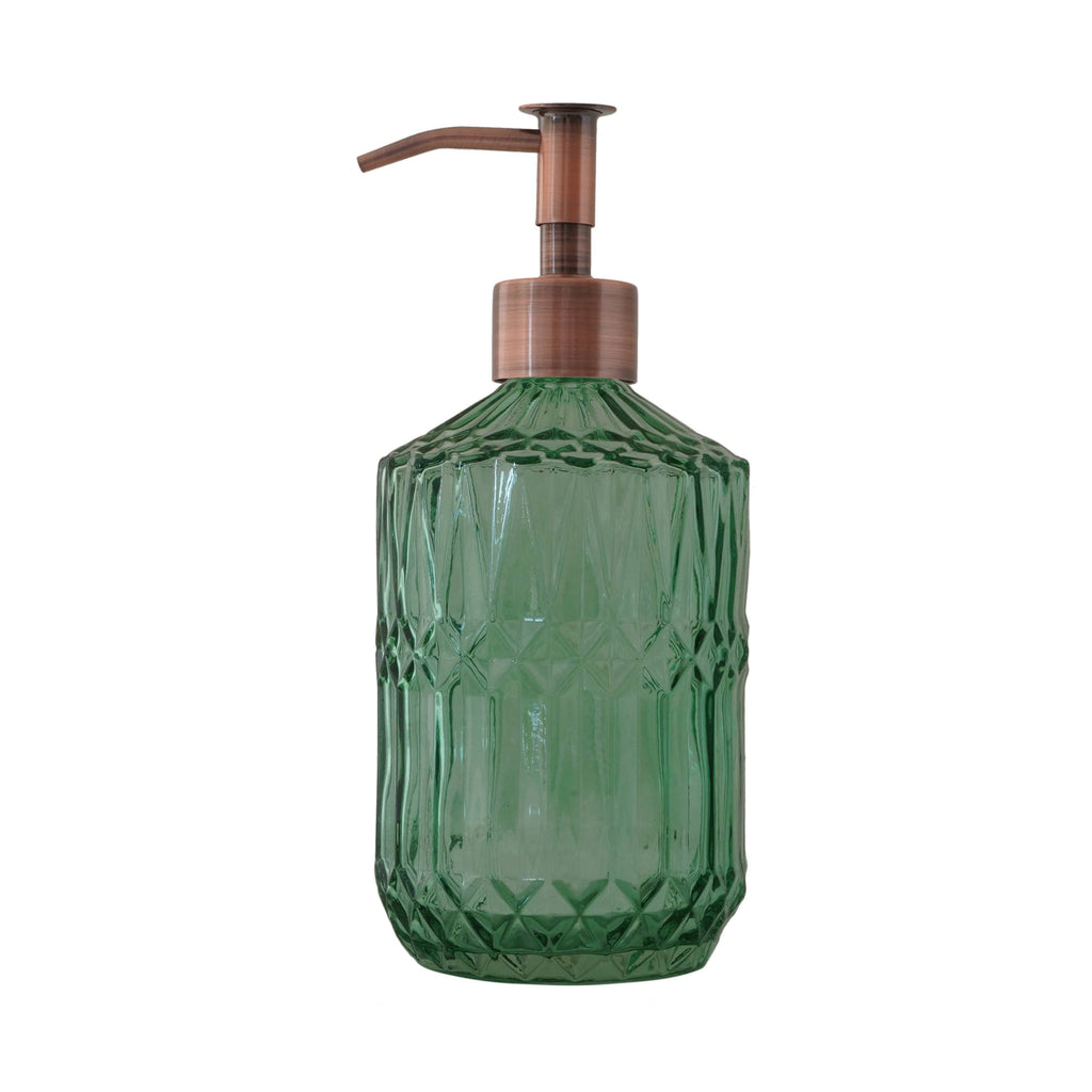 Slim Pump Crystalline Pattern Glass Liquid Soap Dispenser