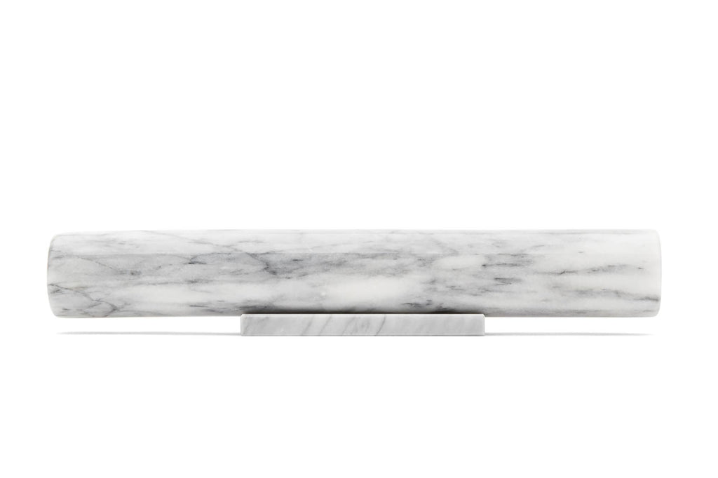 Fox Run Marble French Rolling Pin with Base, White, 11"