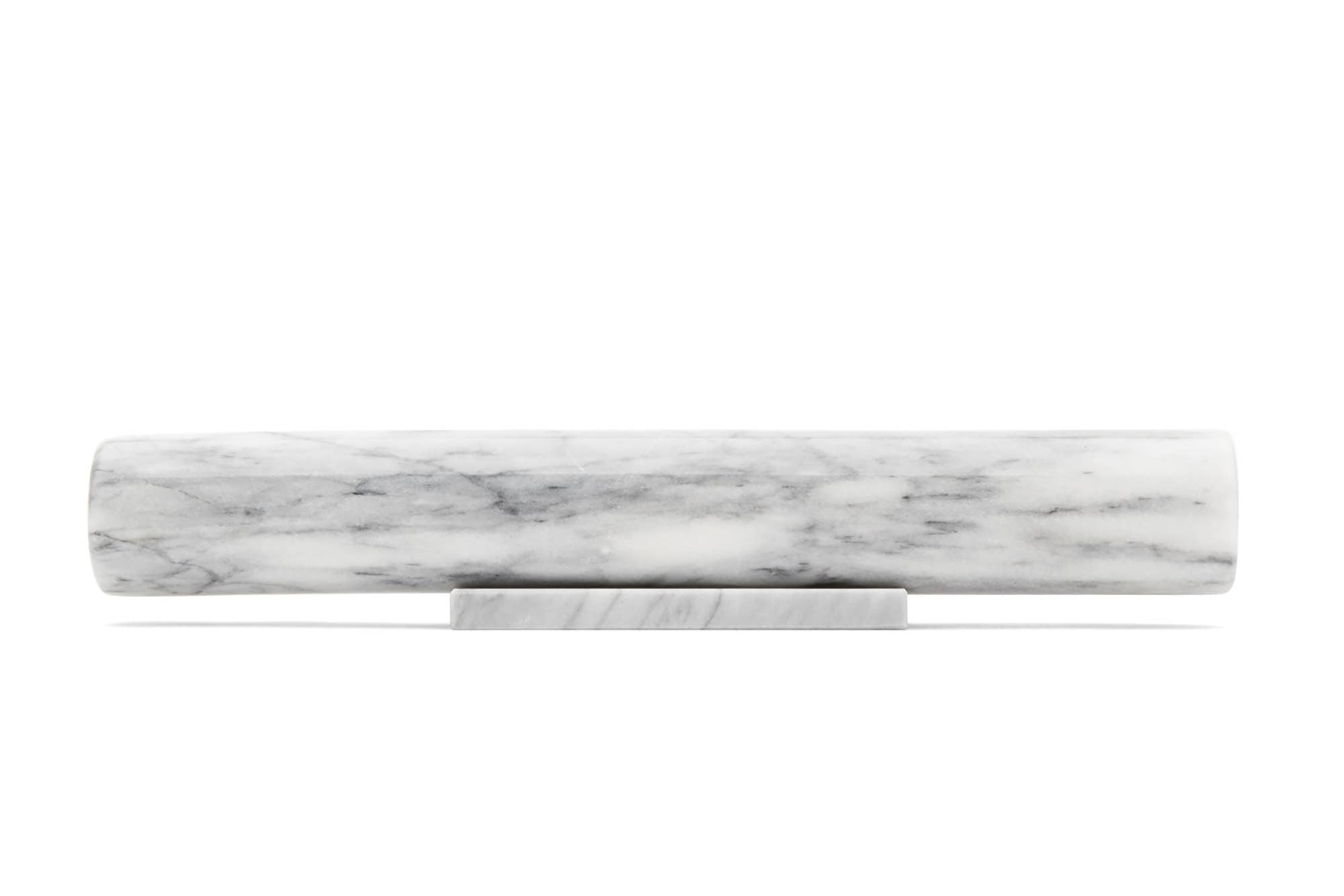 Fox Run Marble French Rolling Pin with Base, White, 11"