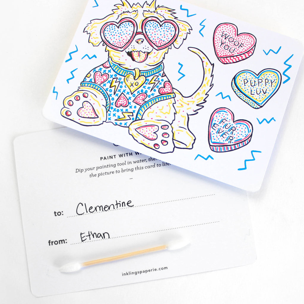 Paint with Water Valentine Cards - Puppy
