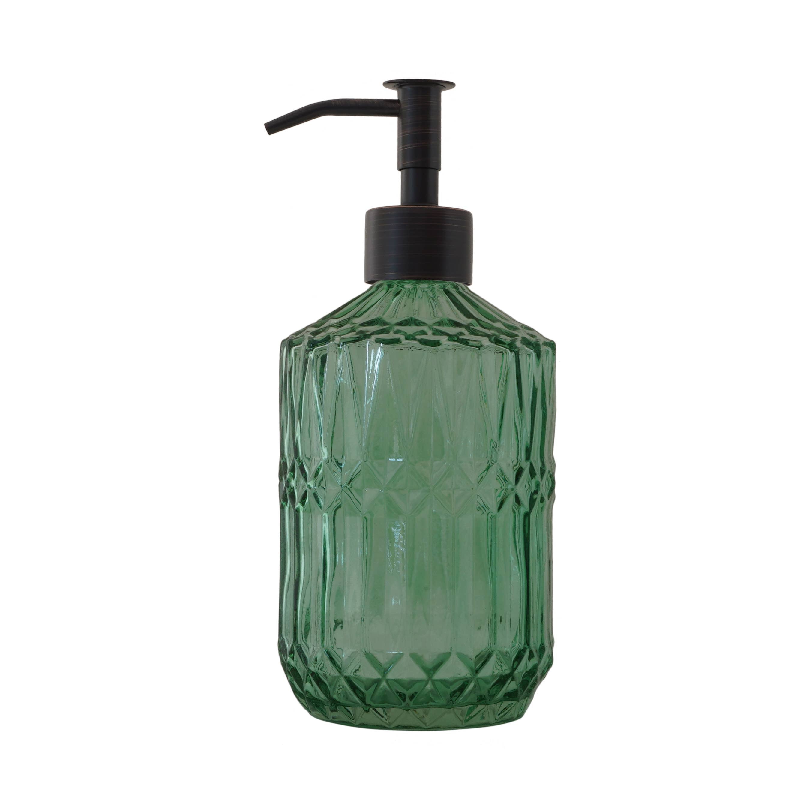 Slim Pump Crystalline Pattern Glass Liquid Soap Dispenser