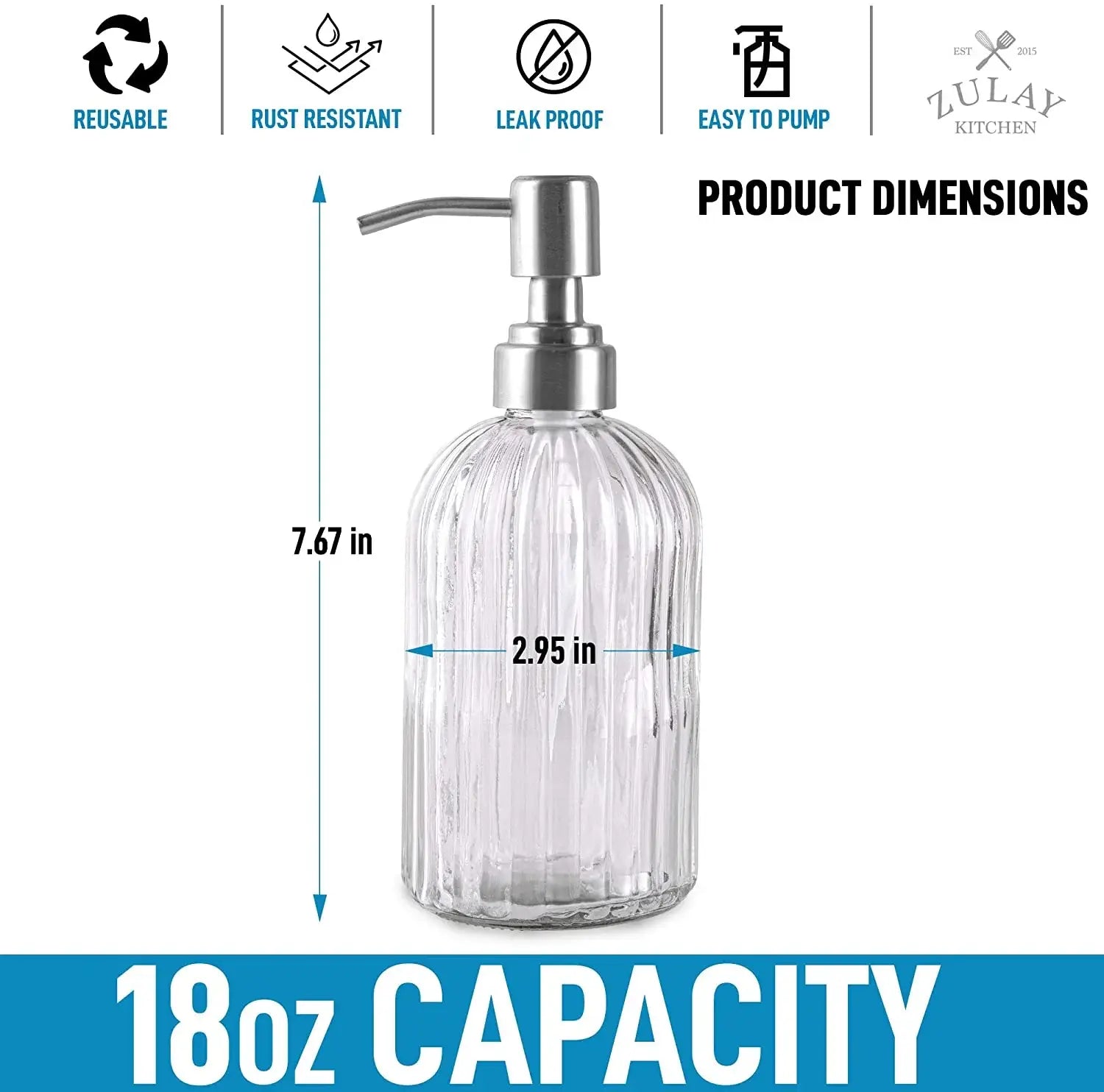 Glass Hand Soap Dispenser -16oz