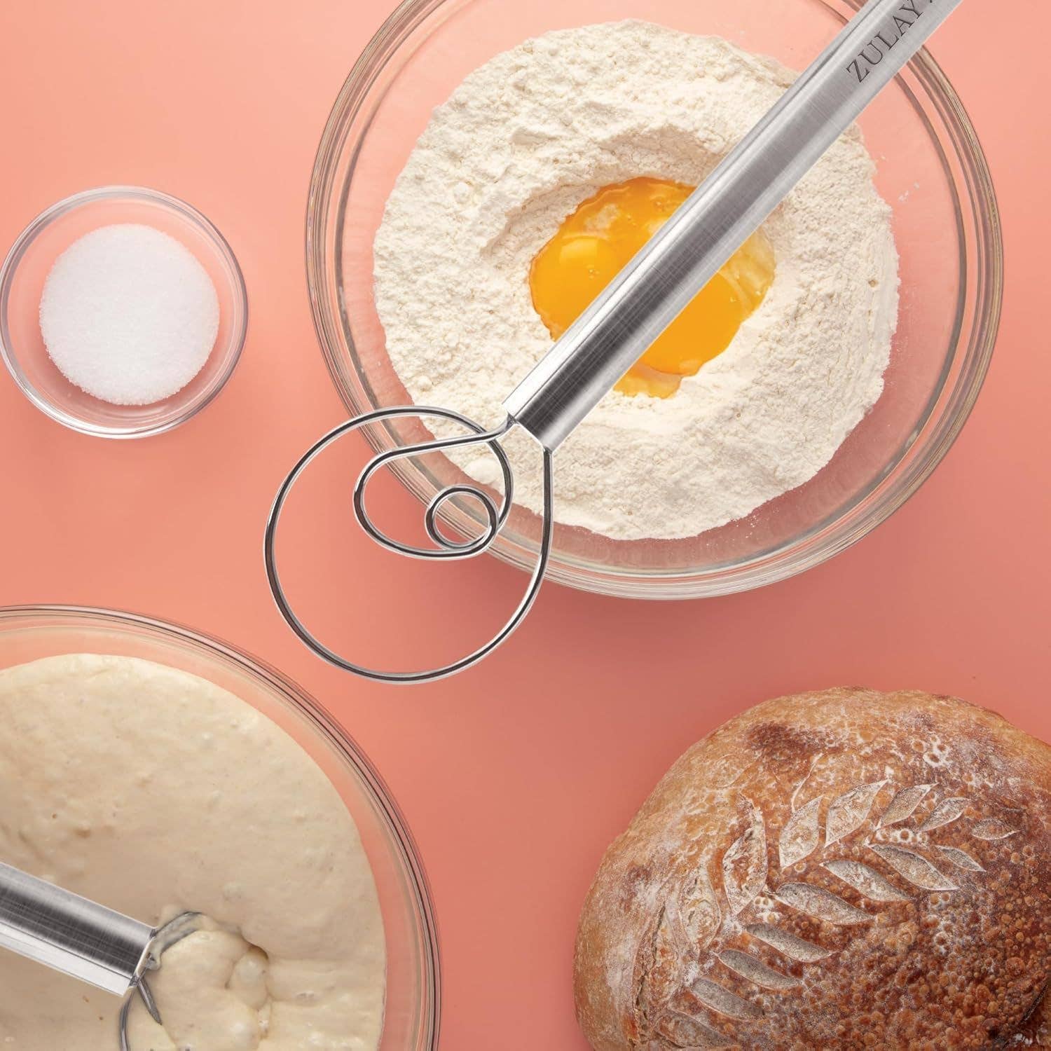 Danish Dough Whisk Stainless Steel - Single Eye Dough Hook